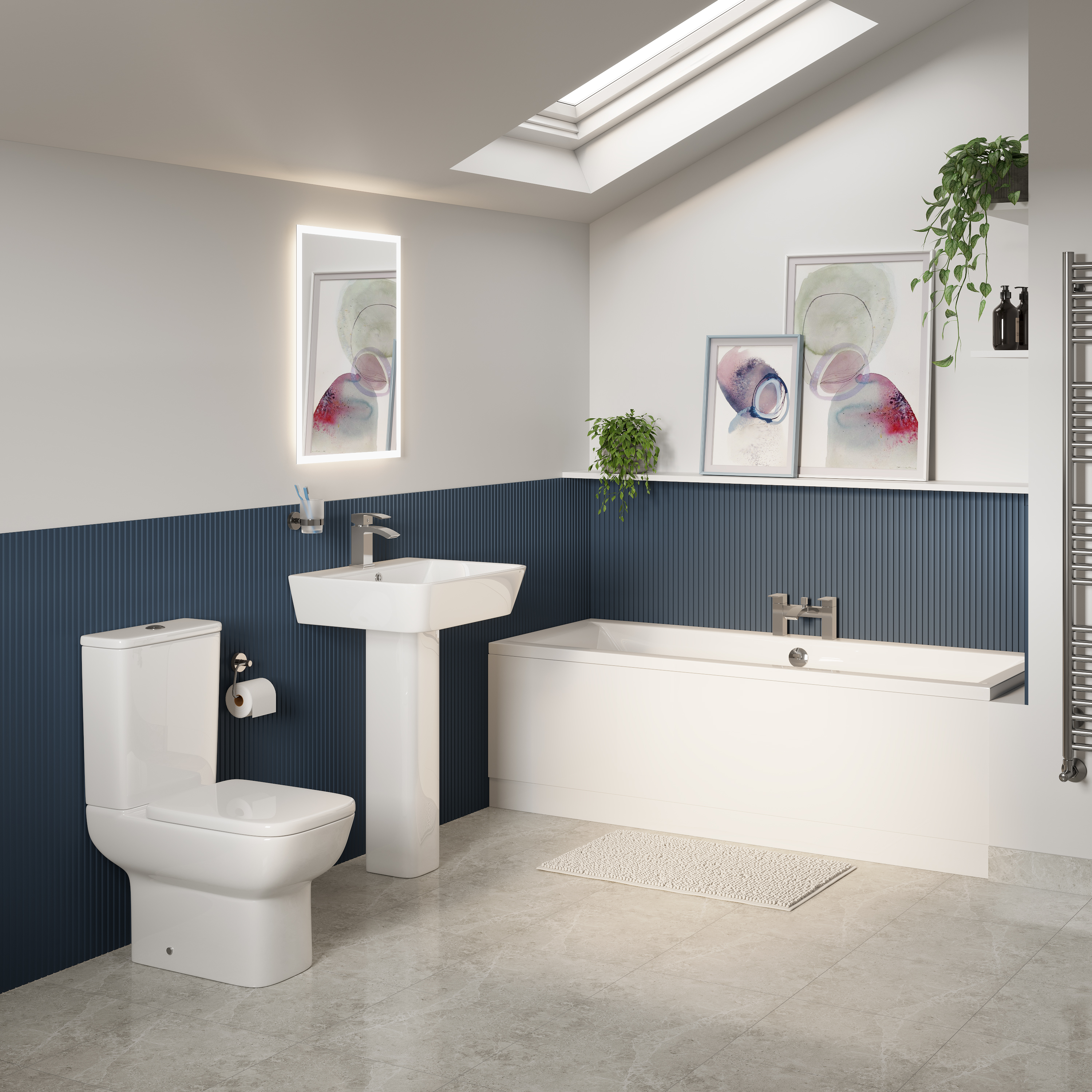 Harbour Icon Bathroom Suite with Rimless Toilet & Double Ended Bath