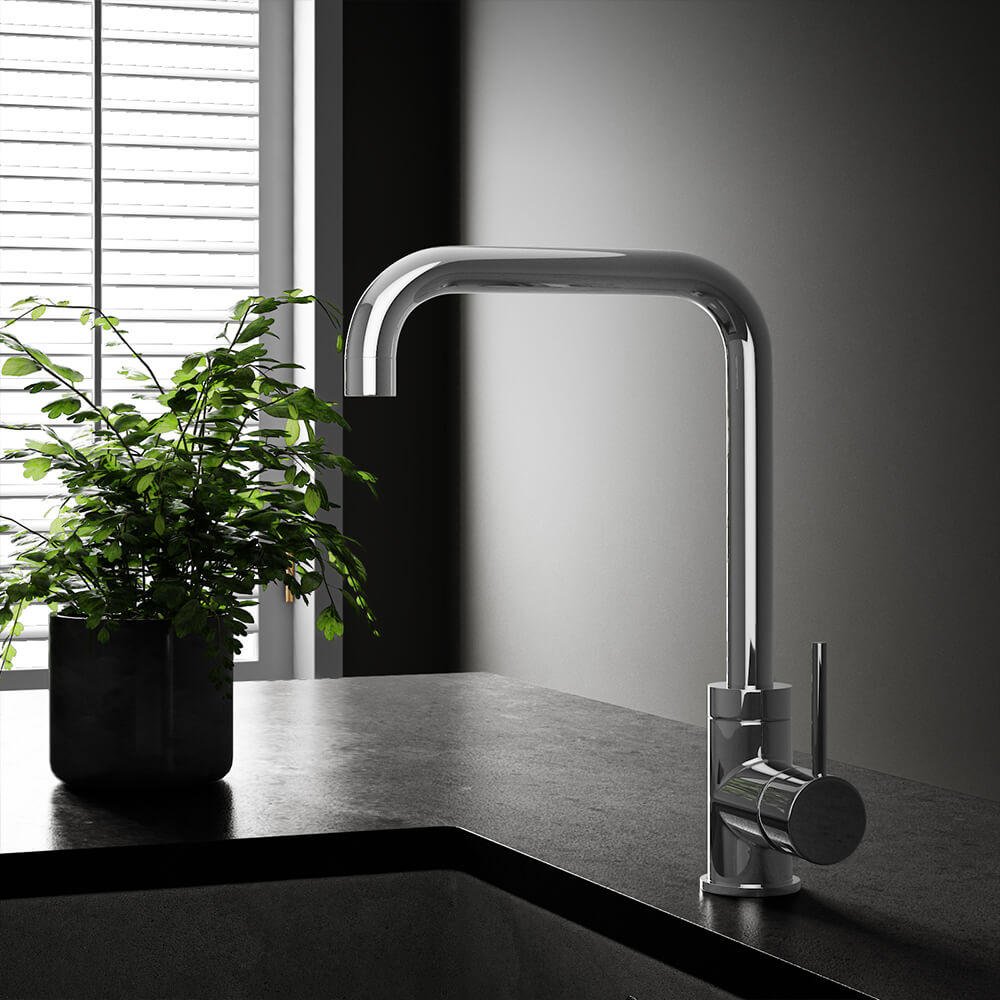 Vellamo Koro Single Lever Mono Kitchen Sink Mixer Tap - Polished Chrome