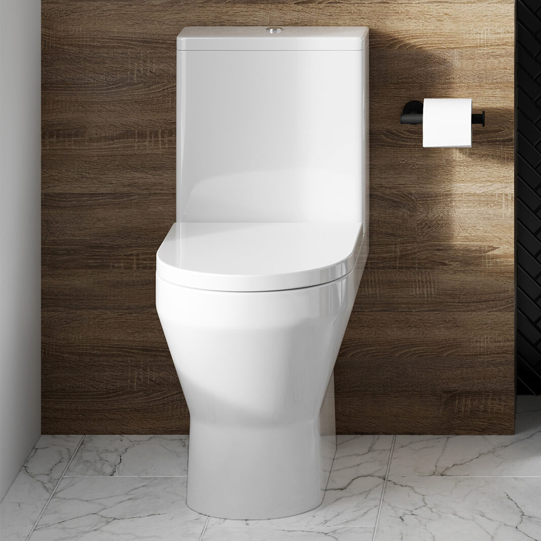Britton Bathrooms Curve2 Rimless Open Back Close Coupled Toilet & Soft Close Seat