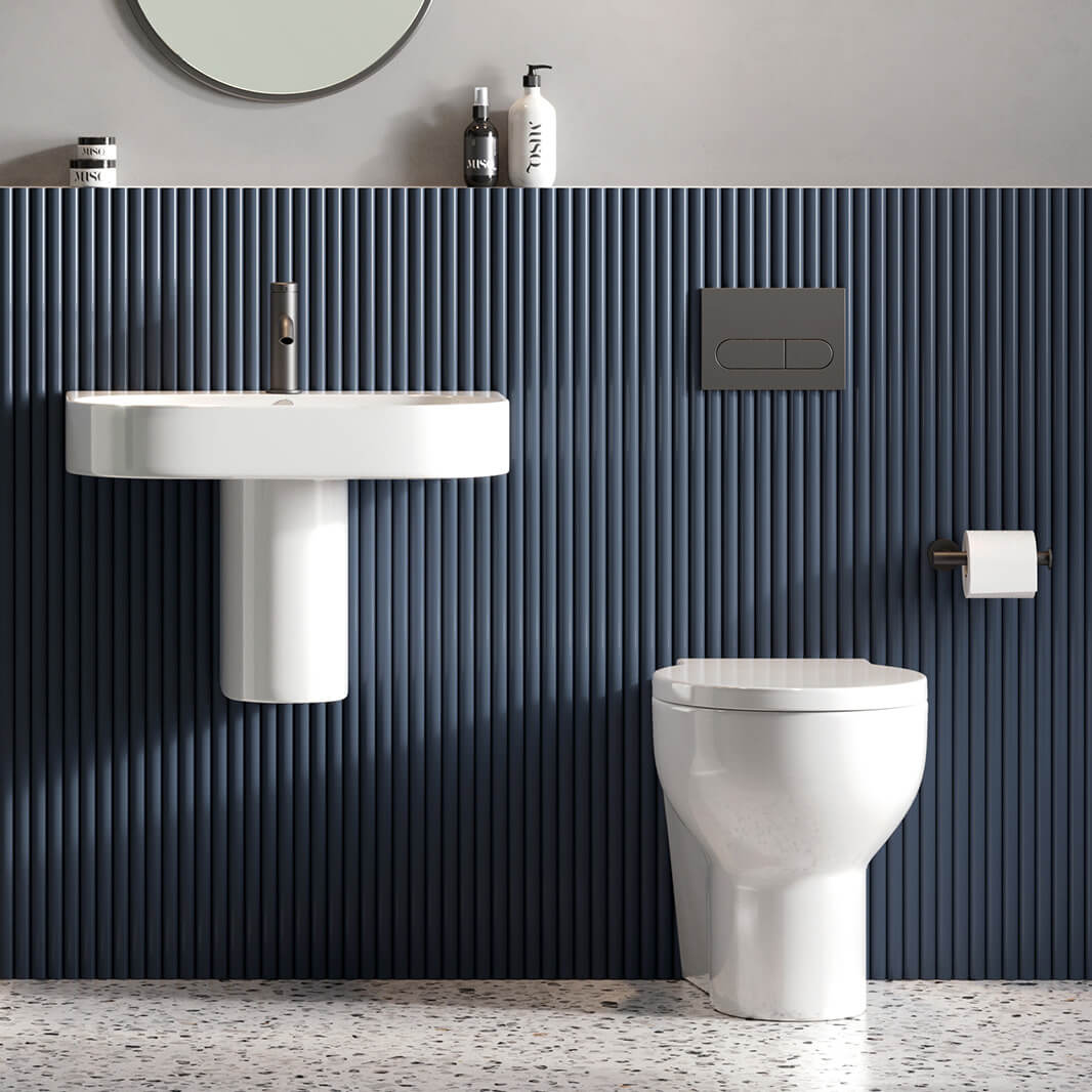 Britton Bathrooms Trim Basin with Semi-Pedestal - 500mm & 600mm