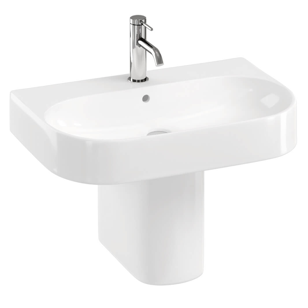 Britton Bathrooms Trim Basin with Semi-Pedestal - 500mm & 600mm