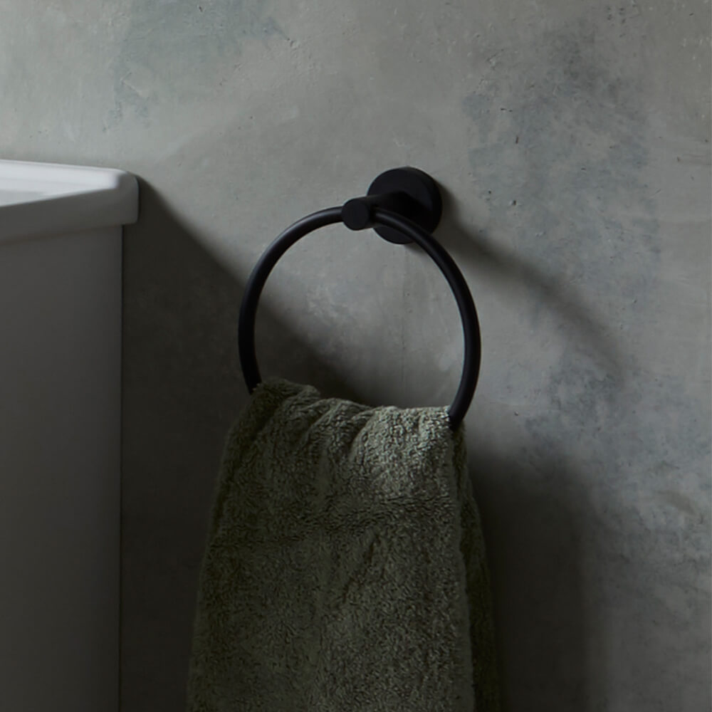 Britton Bathrooms Hoxton Towel Ring - Matt Black