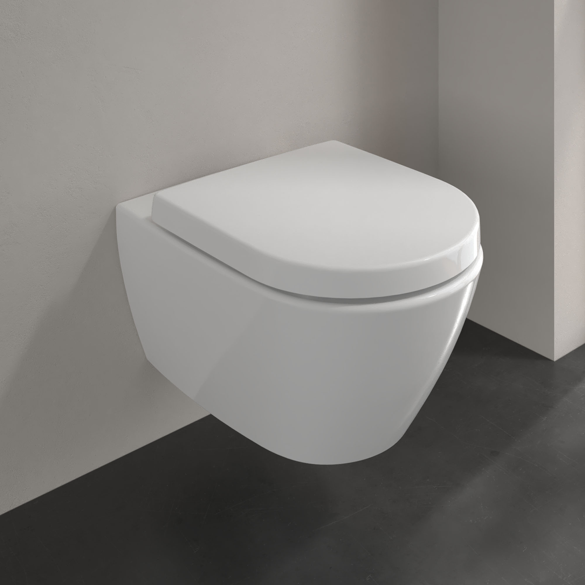Villeroy & Boch ViConnect Pro S Frame with Subway 2.0 Wall Mounted Rimless Toilet, Flush Plate & Soft Close Toilet Seat