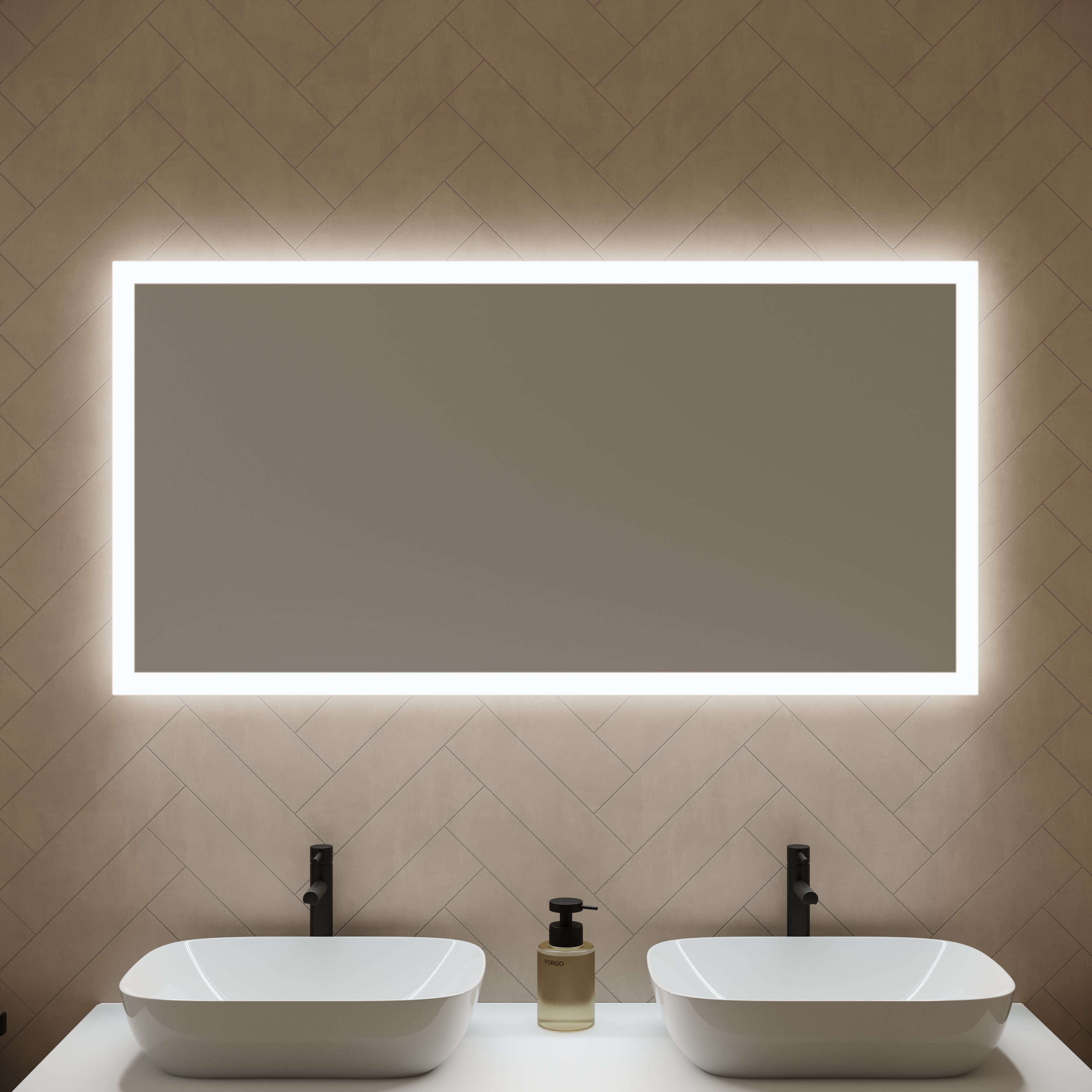 Harbour Glow LED Mirror With Demister Pad & Shaver Socket - 1200 X 600mm
