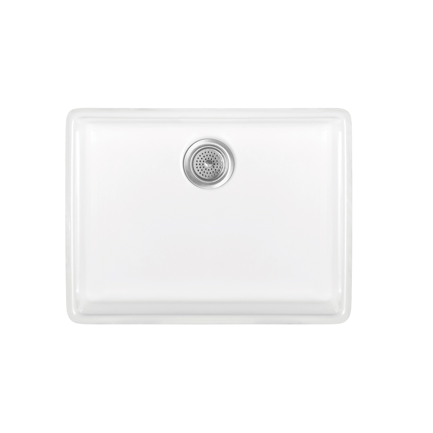 Thomas Denby Legacy Belfast 1 Bowl Gloss White Ceramic Kitchen Sink - 595 x 450mm