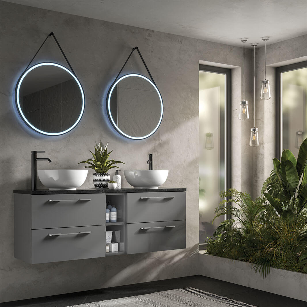 hib. Solstice Illuminated LED Matt Black Round Mirror with Demister Pad -  - 600mm & 800mm