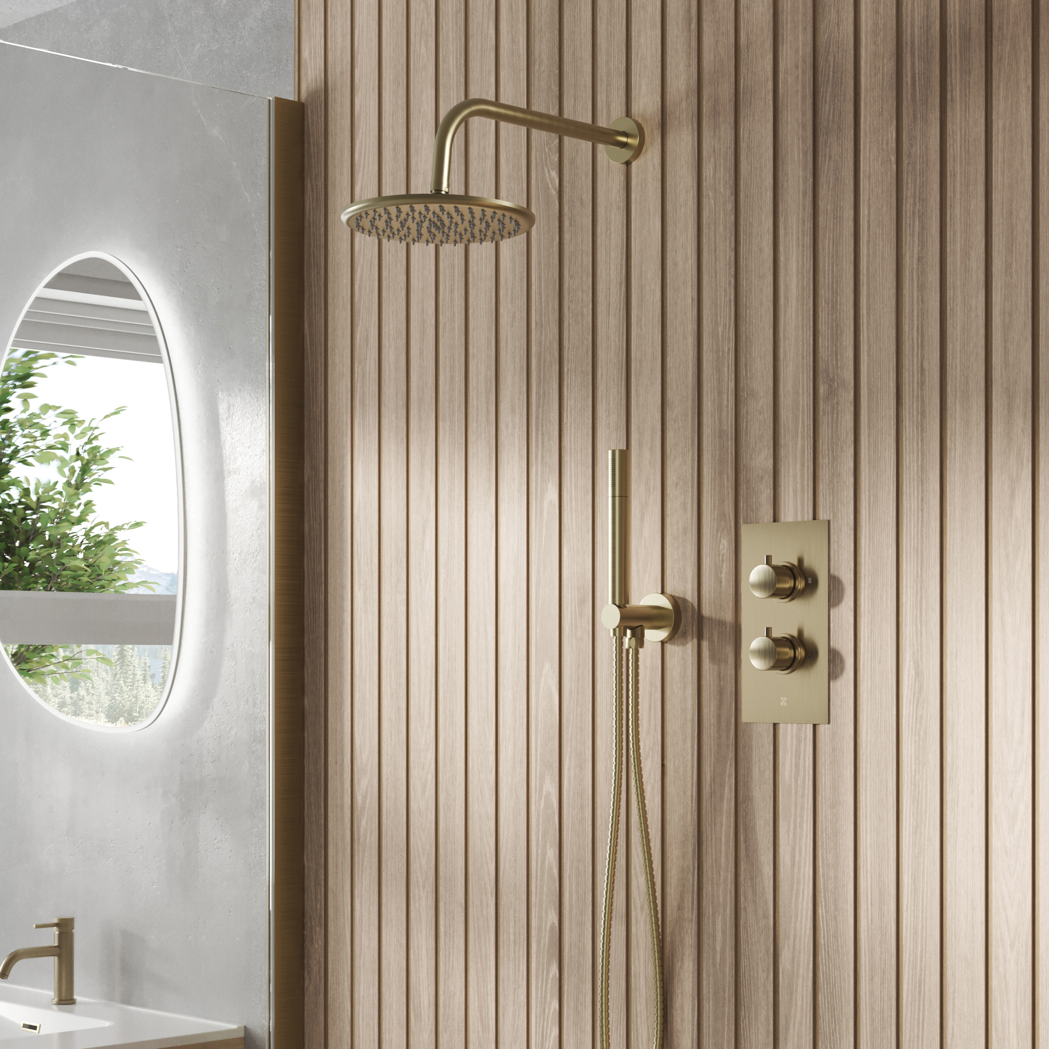 Core Concealed Thermostatic Valve, Fixed Head & Shower Handset Kit