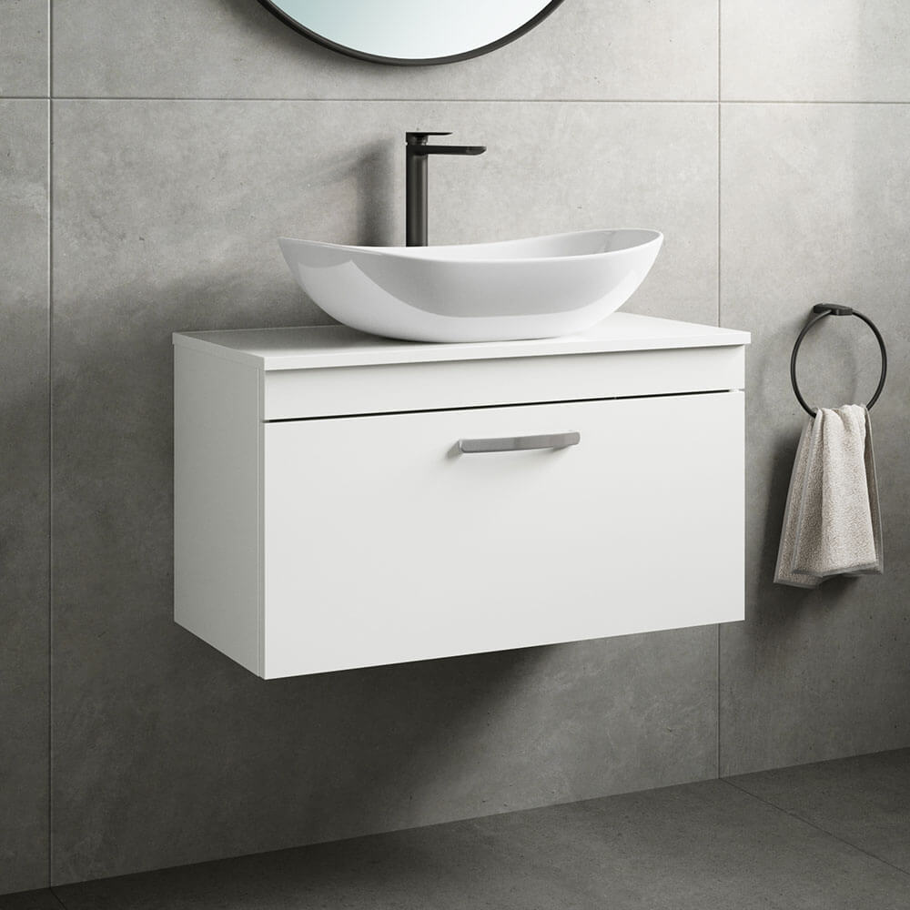 Emily 800mm Wall Mounted 1 Drawer Vanity Unit and Countertop