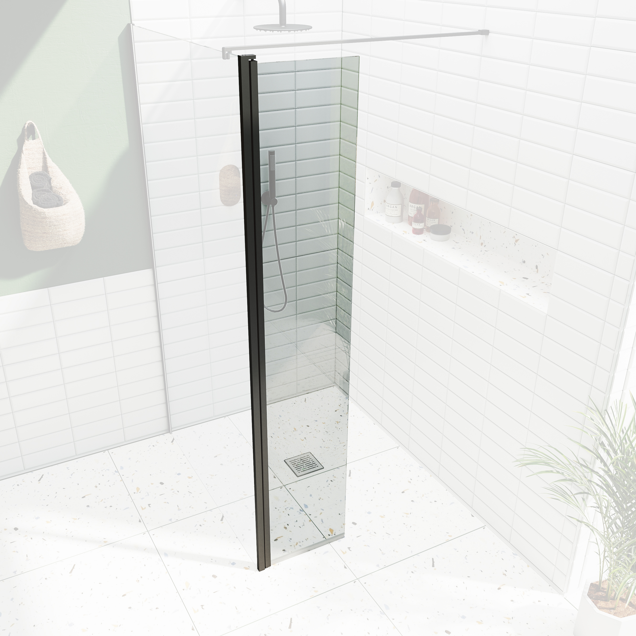 Harbour i10 Hinged 8mm Return Panel for Harbour i10 Glass Panels - Matt Black