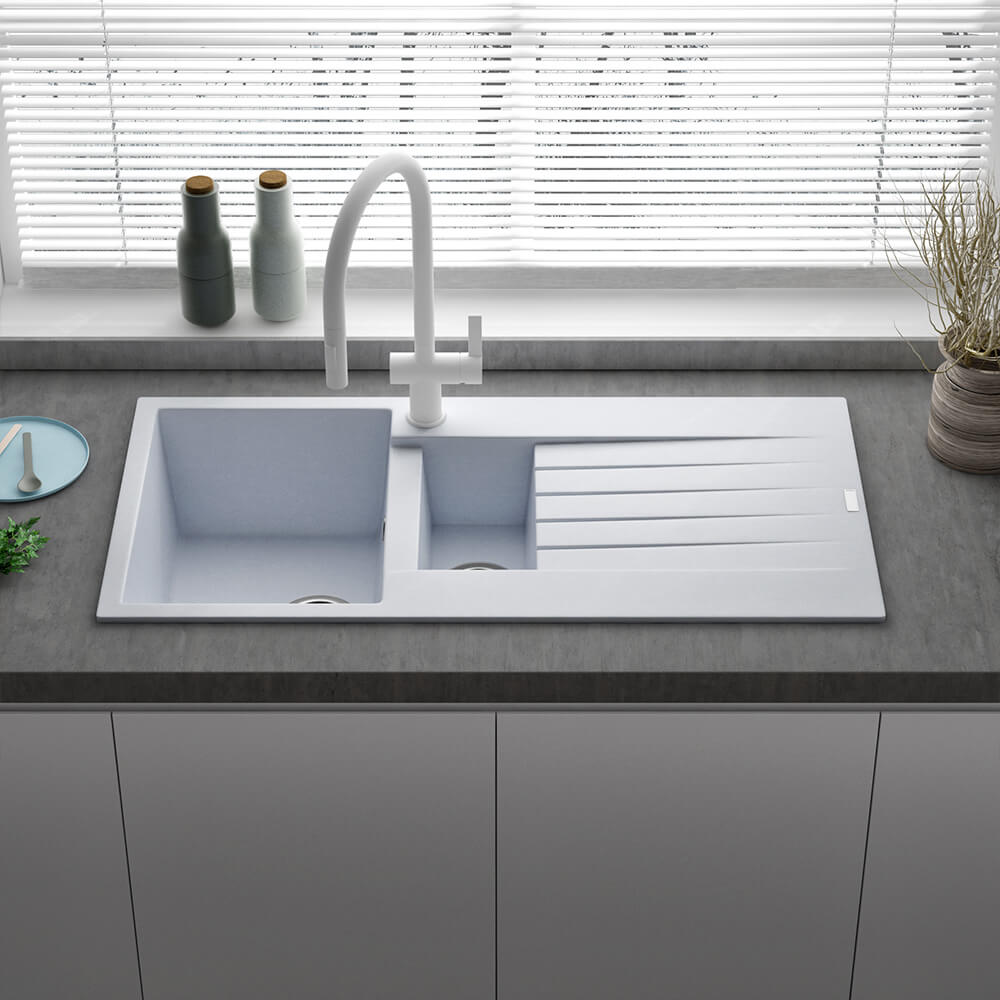 Reginox Harlem 1.5 Bowl Granite Composite Kitchen Sink & Waste Kit - 1000 x 500mm