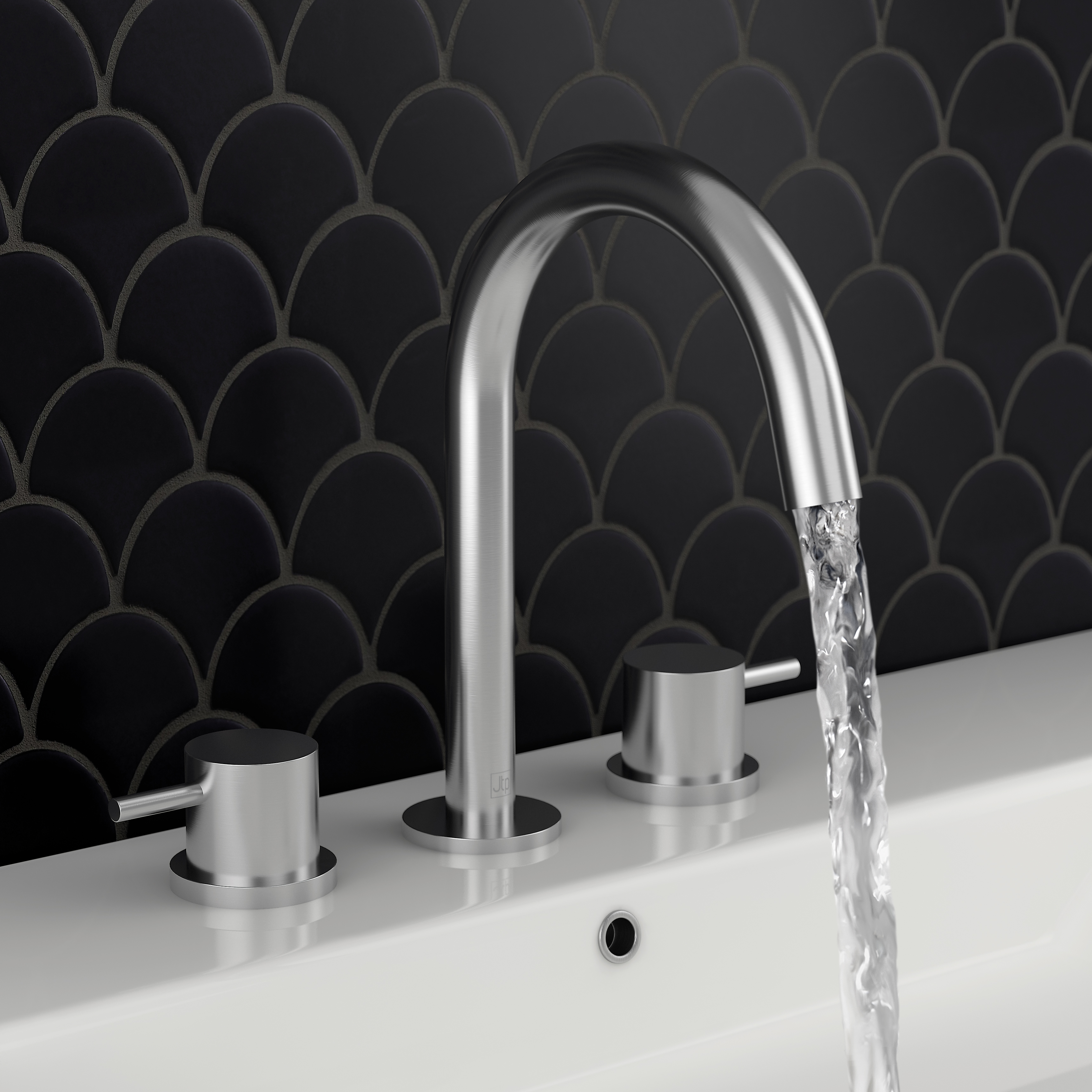 Inox Brushed Stainless Steel 3 Hole Deck Mounted Basin Mixer