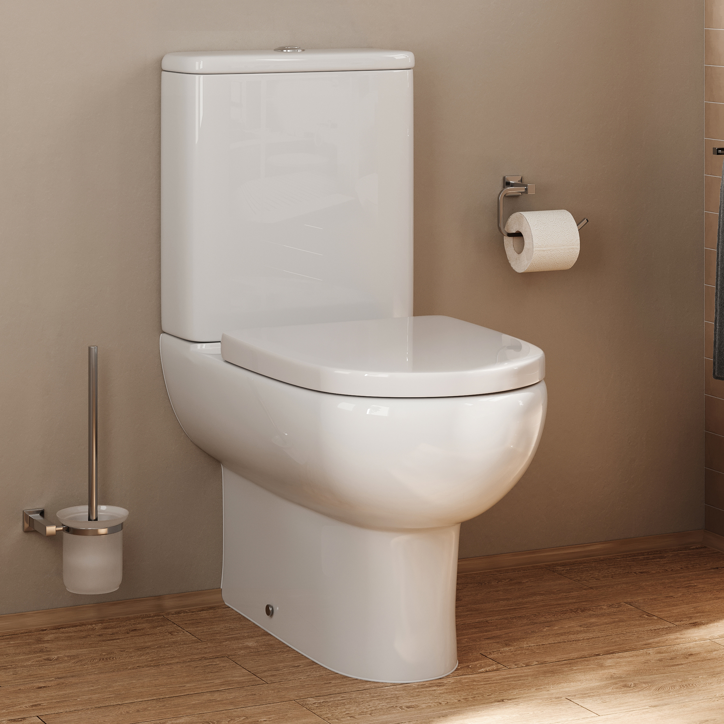 Anderson Rimless Back To Wall Close Coupled Toilet & Soft Close Seat