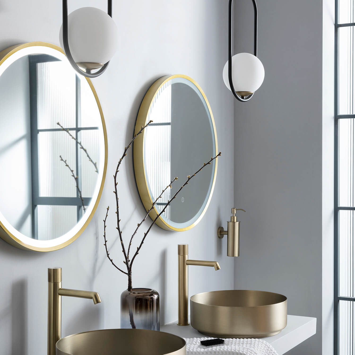 VOS LED Illuminated Round Framed Mirror with Demister Pad & Colour Change Lights - 600mm