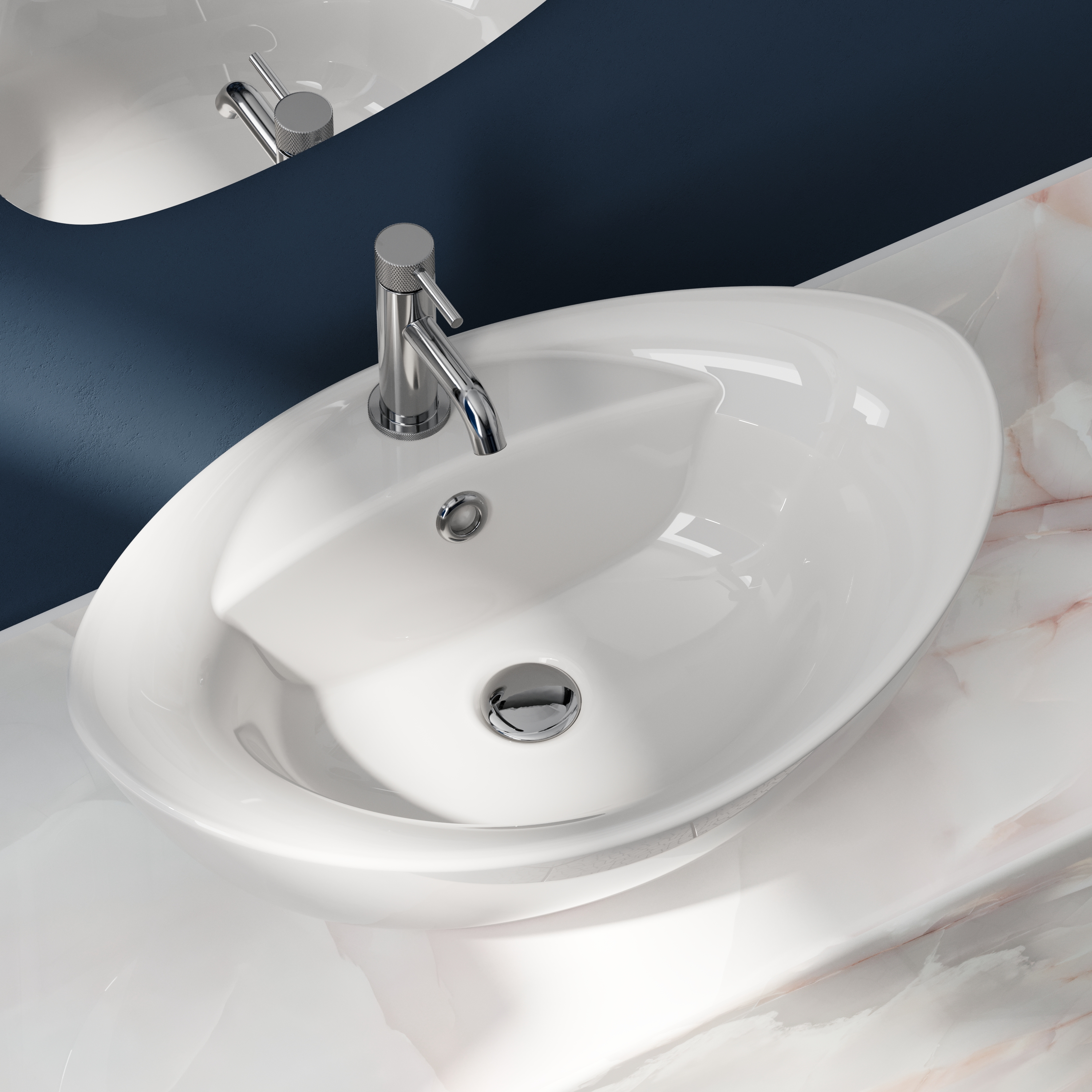 Butler & Rose 1 Tap Hole Ceramic Oval Countertop Basin - 590mm