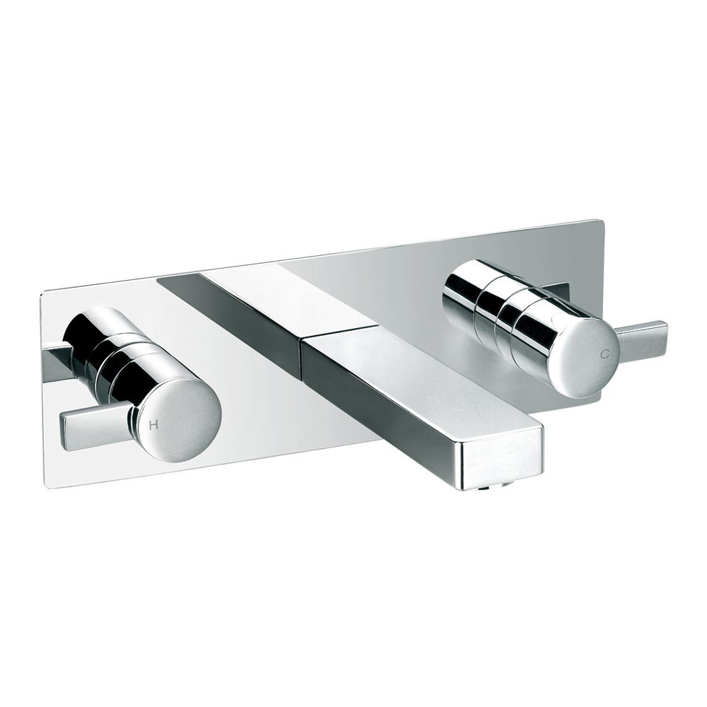 Flova STR8 Concealed Wall Mounted Double Lever Basin Mixer with Clicker Waste