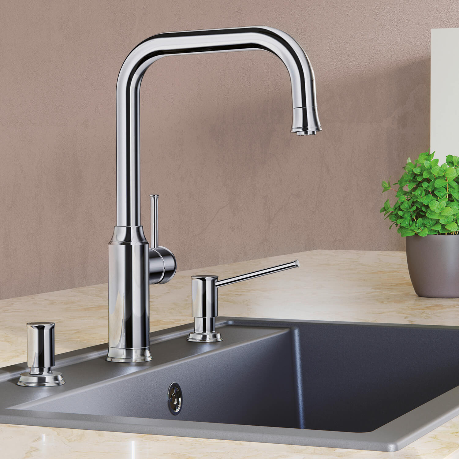 Blanco Livia-S Single Lever Mono Pull Out Mono Kitchen Mixer Tap - Chrome