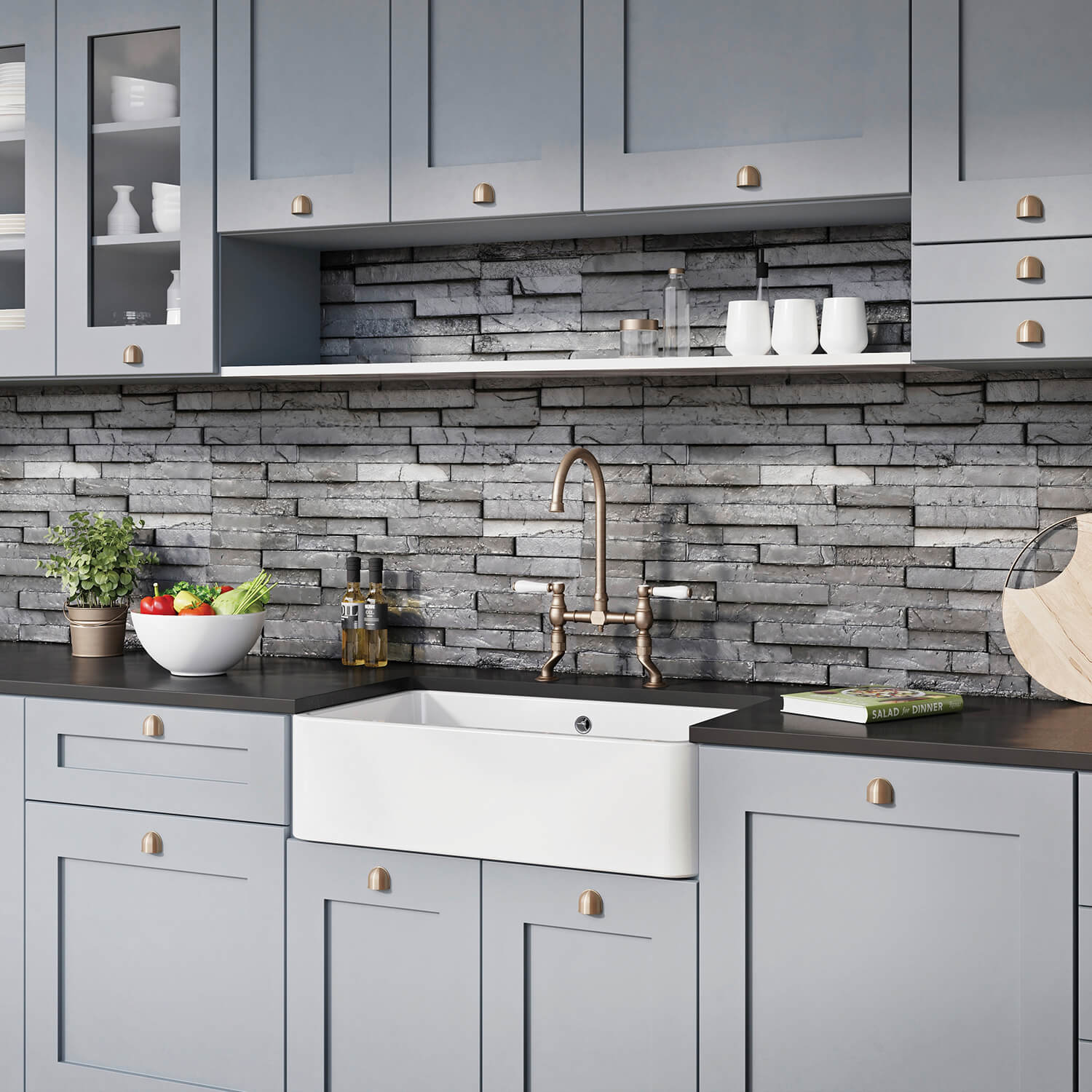Blanco Villae Belfast Farmhouse Extra Large 1 Bowl Crystal Gloss White Ceramic Kitchen Sink & Waste - 795 x 460mm