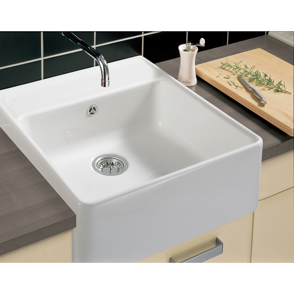 Villeroy & Boch Butler 60 CeramicPlus Single Bowl Belfast Sink with Tap Ledge - 595mm x 630mm