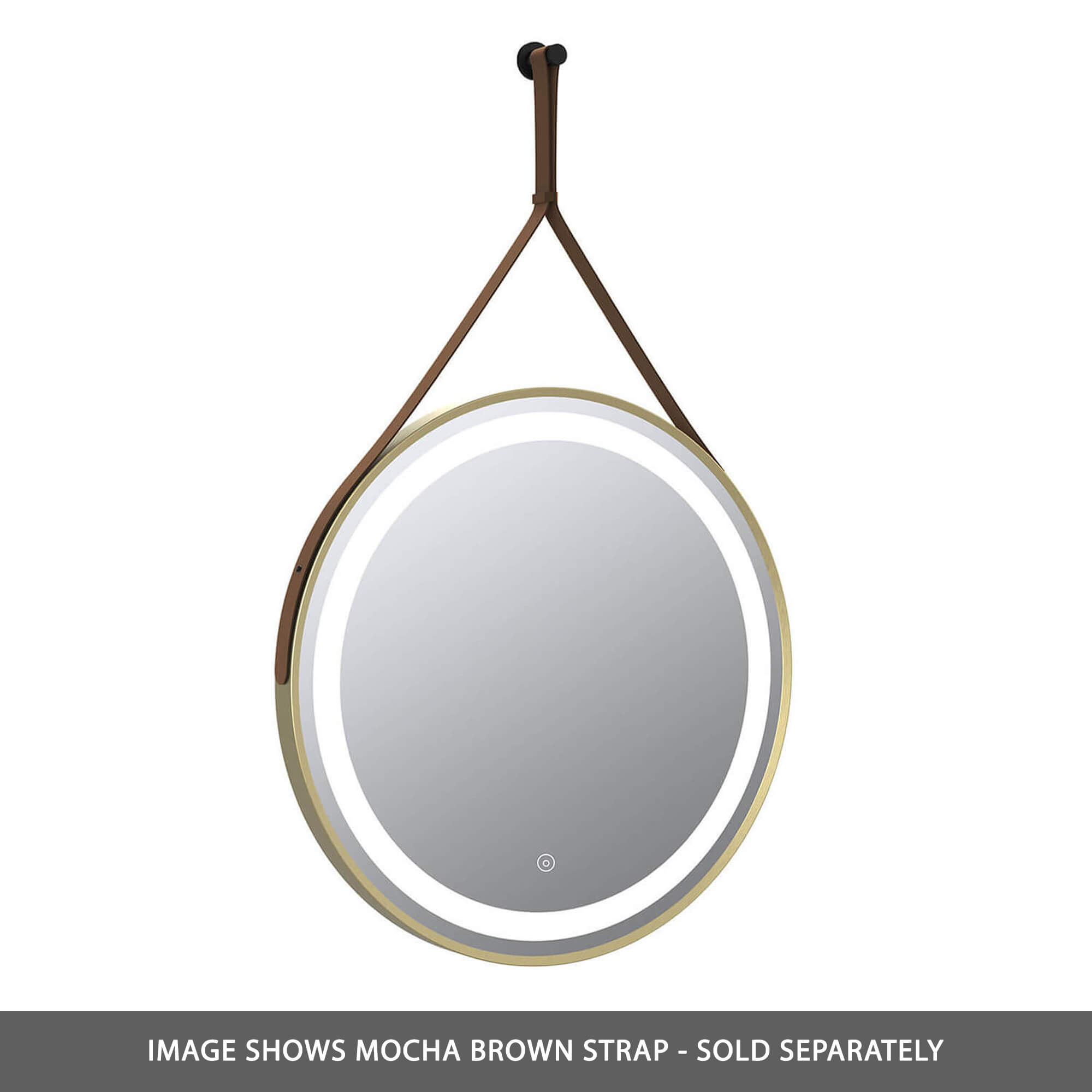 Harbour Status LED Illuminated Brushed Brass Round Mirror with Demister Pad, Colour Change Lights & Strap - 600mm