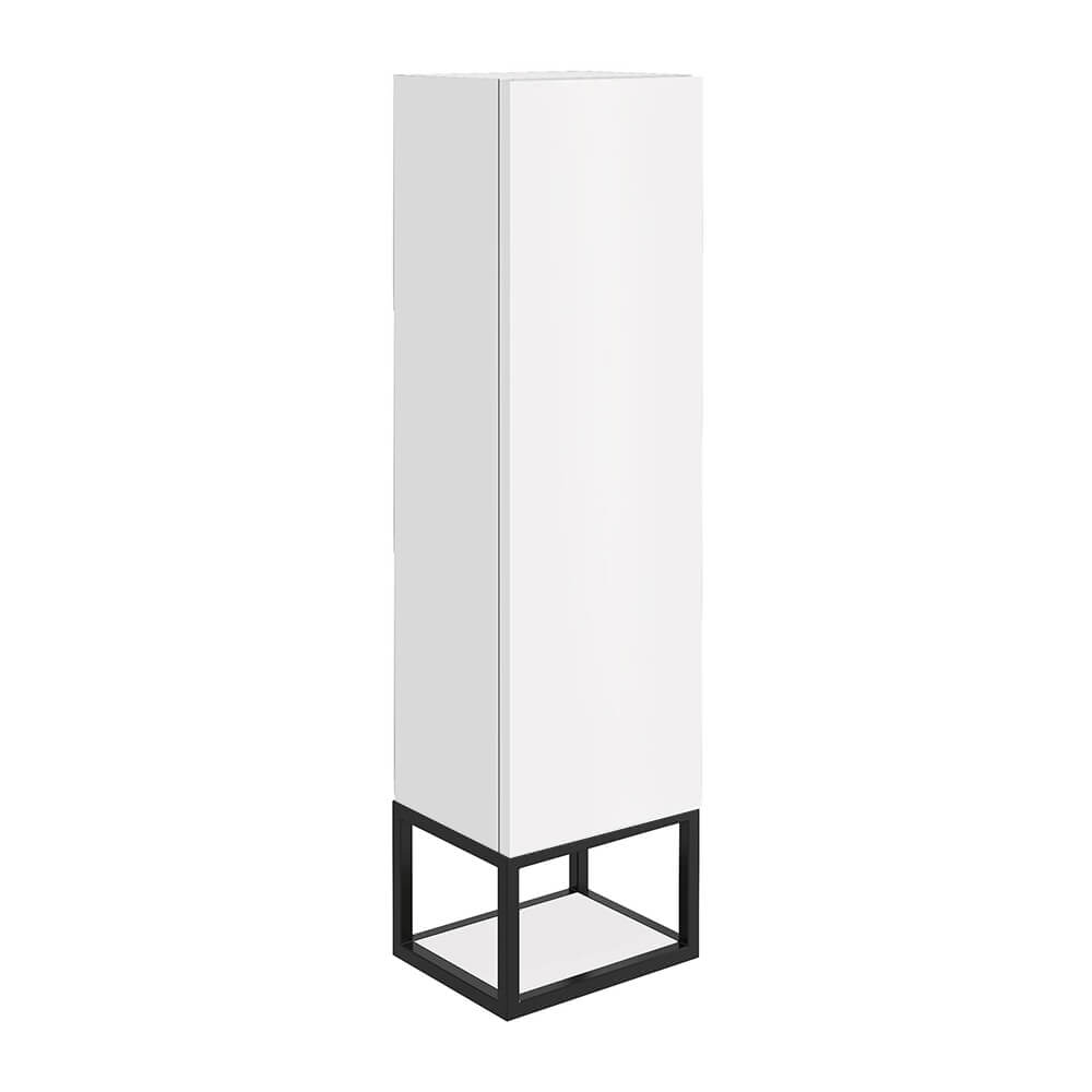 Harbour Virtue 1100mm Wall Mounted Tall Storage Cabinet with Matt Black Frame Shelf