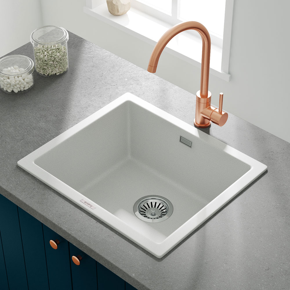 Vellamo Terra 1 Bowl Granite Composite Inset / Undermount Kitchen Sink & Waste - 533 x 457mm