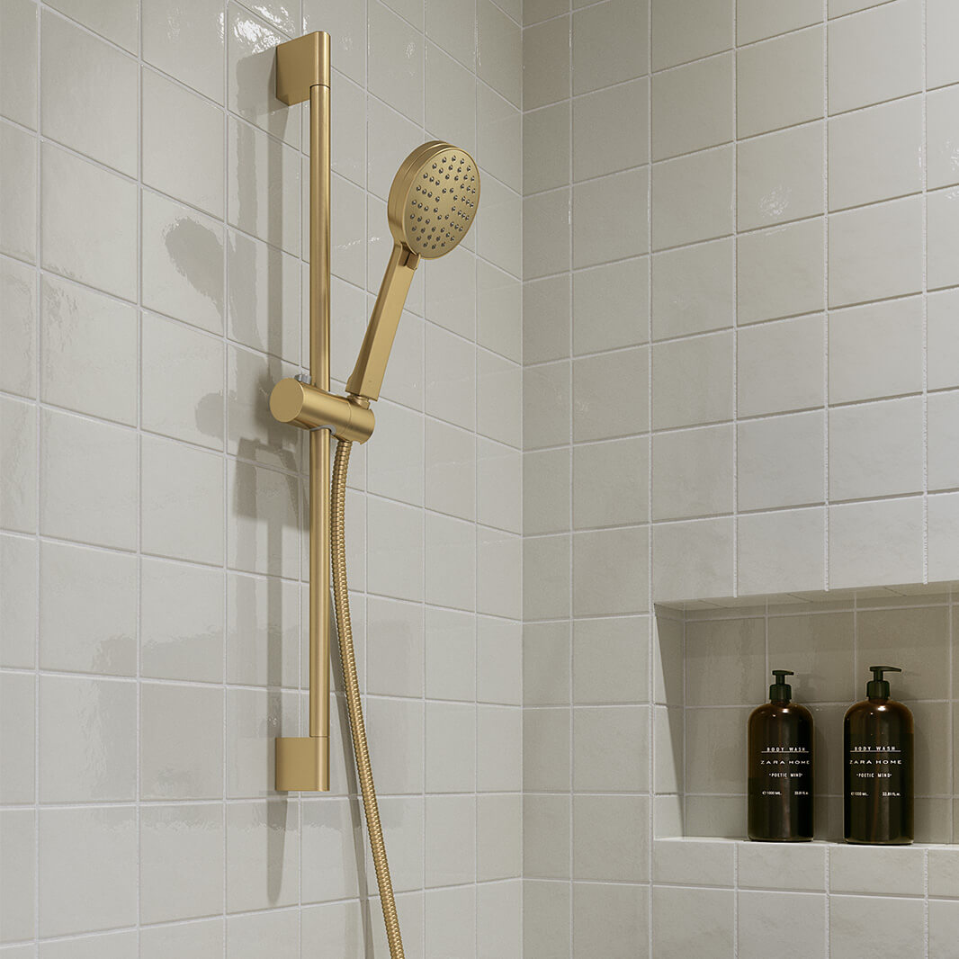 Britton Bathrooms Hoxton Shower Set with Outlet Elbow - Brushed Brass