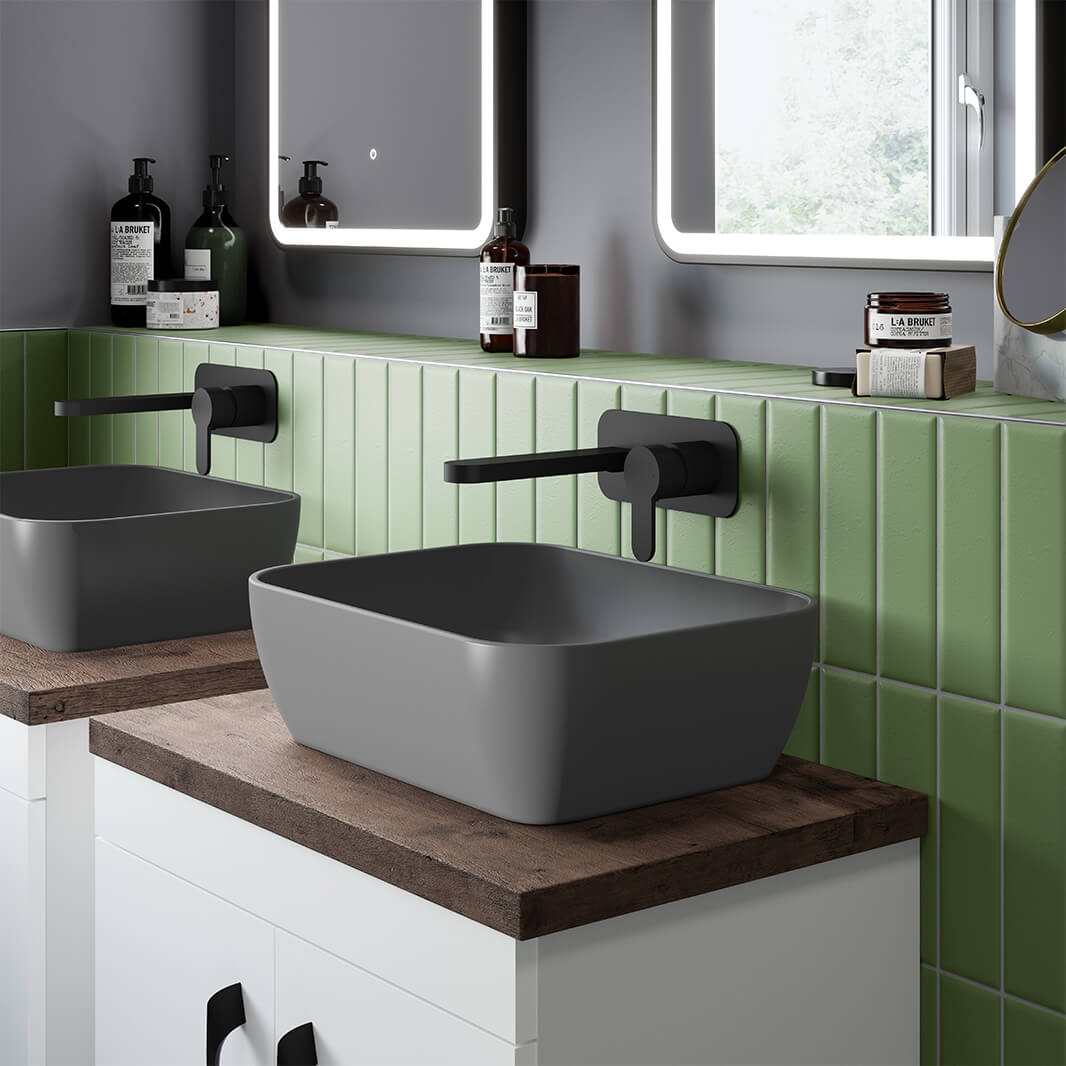 Harbour Soft Square Matt Finish Countertop Basin - 455 x 325mm