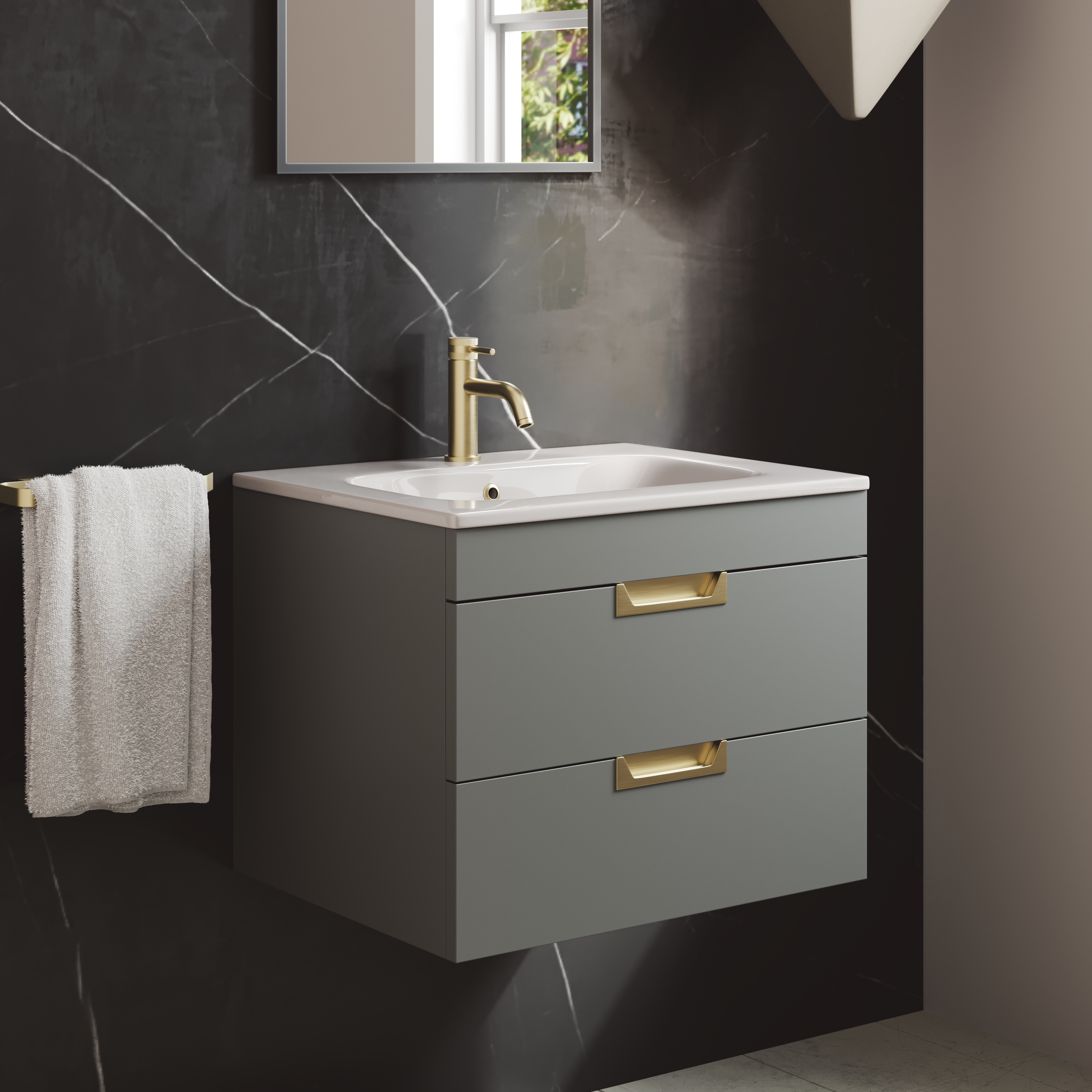 Isla 600mm Wall Hung Vanity Unit & Basin