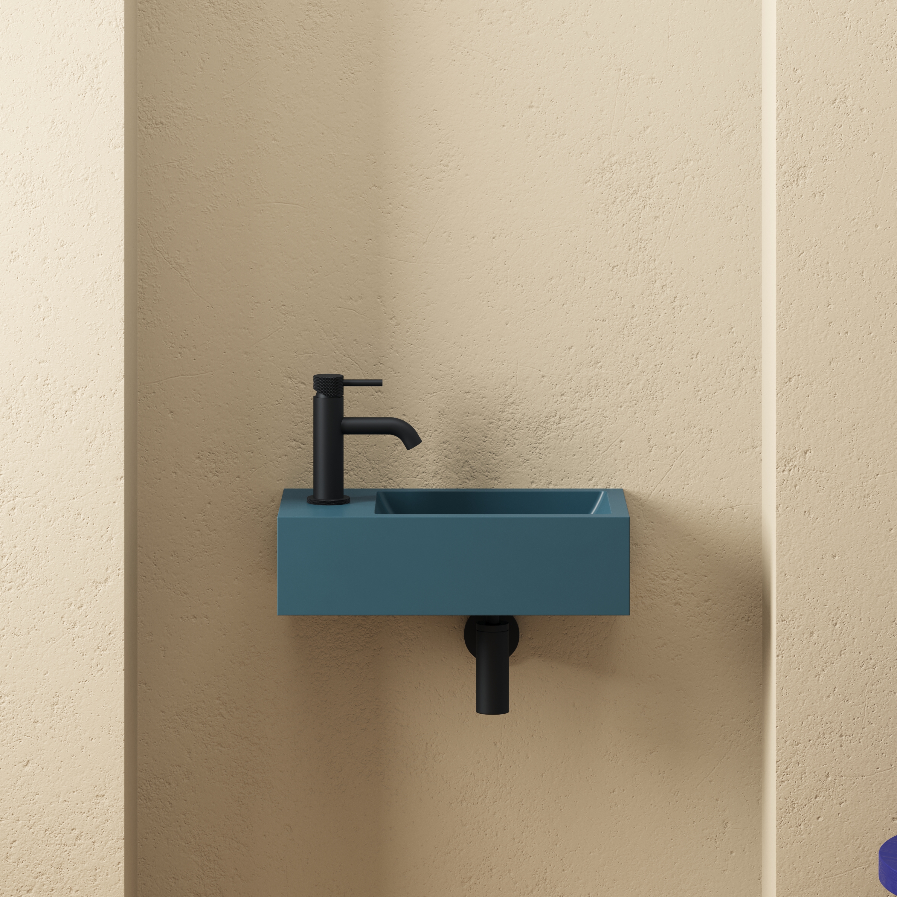 Harbour Concrete 400mm Wall Hung Cloakroom Basin - Atlantic Teal