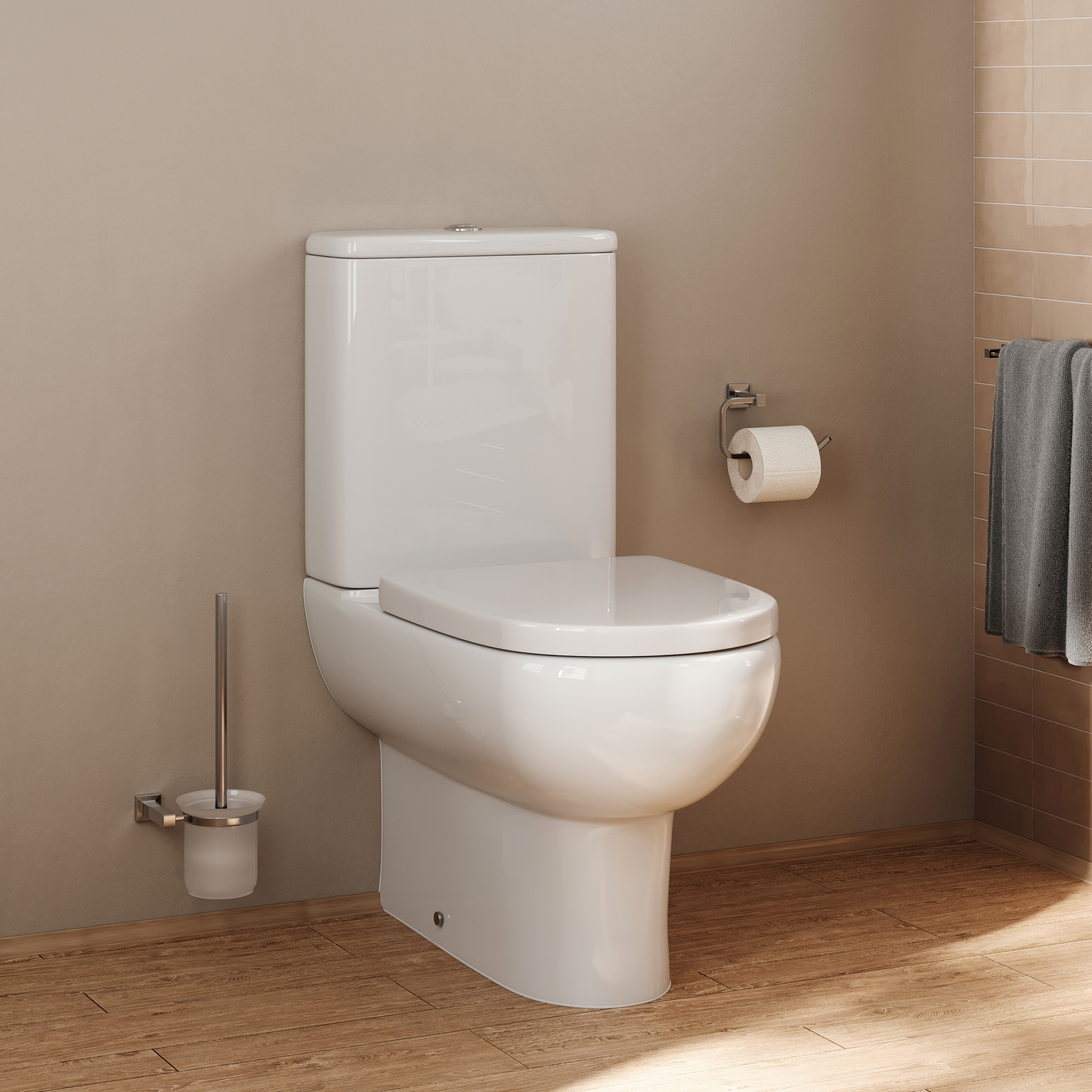 Anderson Rimless Back To Wall Close Coupled Toilet & Soft Close Seat