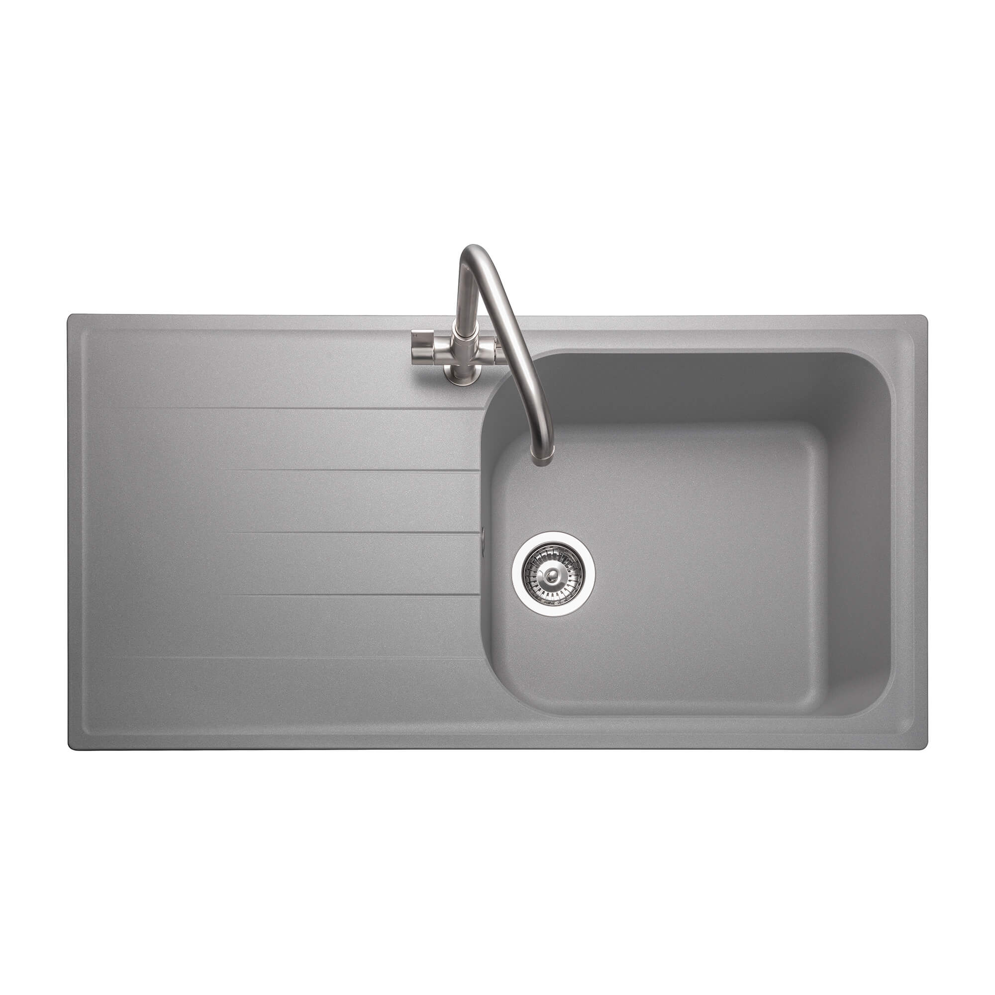 Rangemaster Amethyst Igneous Granite Large Single Bowl Kitchen Sink with Reversible Drainer & Waste Kit - 1000 x 500mm