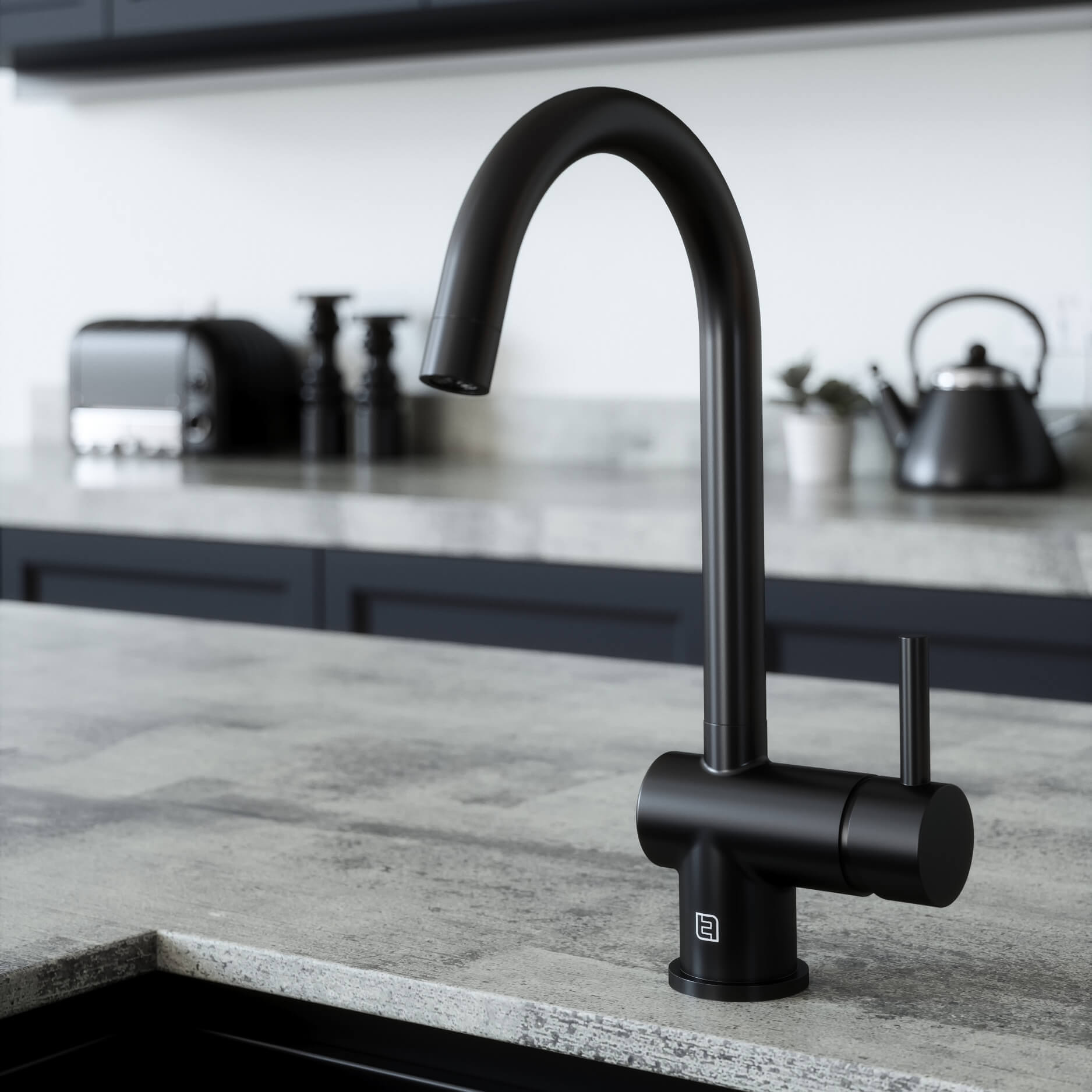 The Tap Factory Vibrance 1 Matt Black Single Lever Mono Kitchen Mixer with Coloured Handles