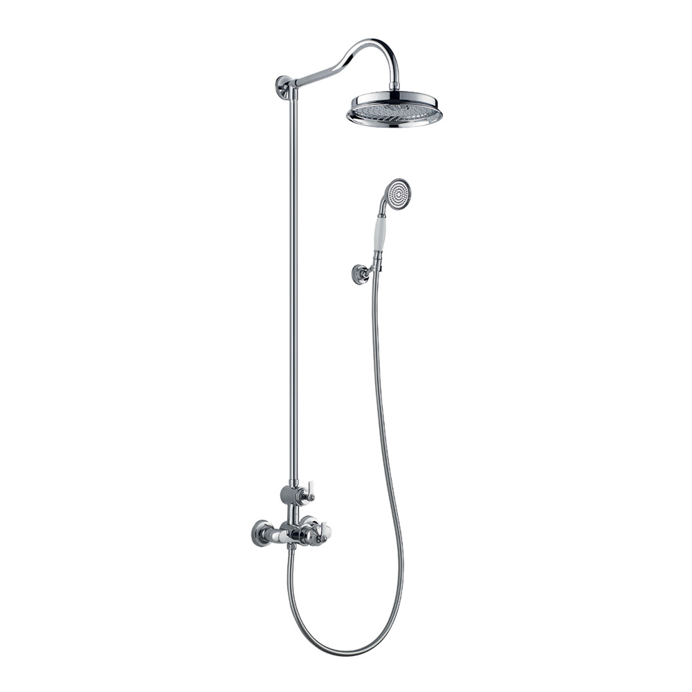 Flova Liberty Exposed Thermostatic Shower Column with Overhead Rainshower & Handset Kit - Chrome