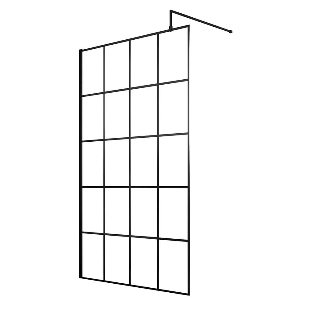 Vellamo City 8mm Framed Matt Black Easy Clean Walk In Panel & Optional Return Screen