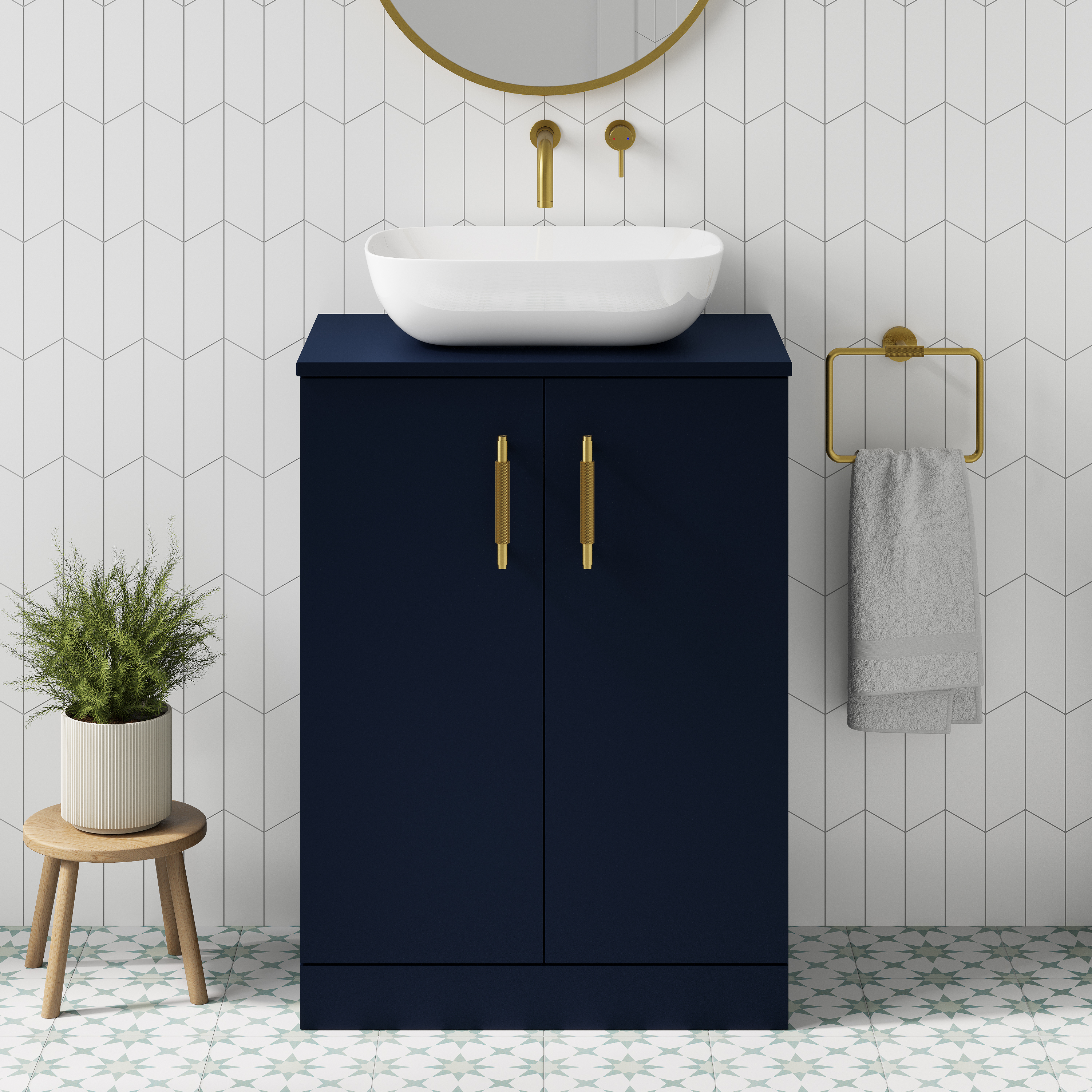 Erin 600mm Floorstanding 2 Door Vanity Unit & Countertop