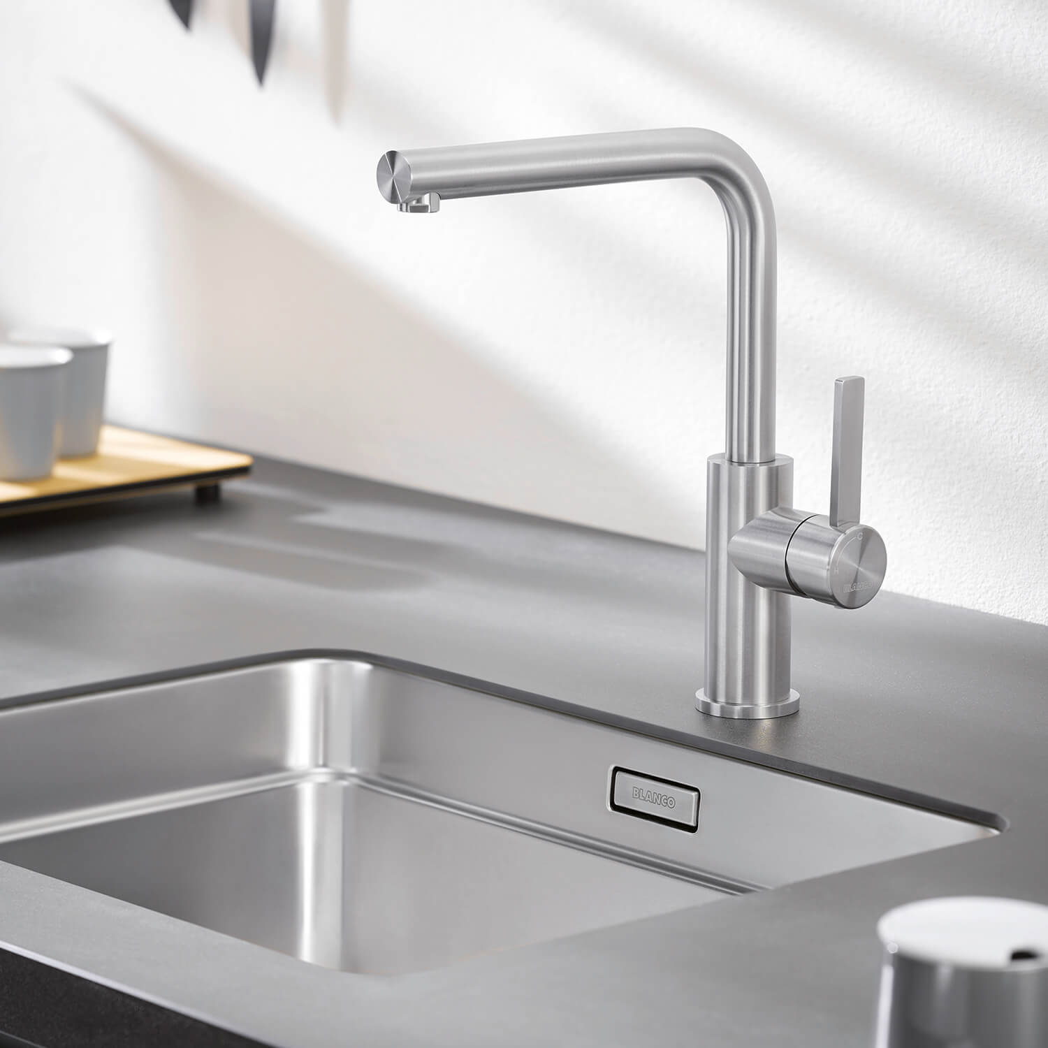 Blanco Lanora Eco Cold Start WRAS Approved Brushed Stainless Steel Mono Kitchen Mixer Tap