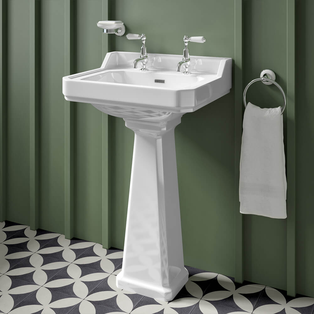 Butler & Rose Catherine 560mm Full Pedestal & Basin - 2 Tap Hole
