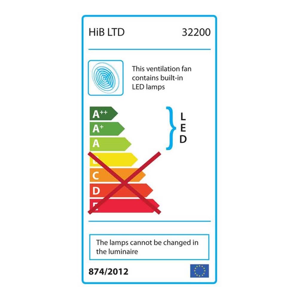 hib. Hush Chrome Wall or Ceiling Mounted Slimline Low Profile Fan with Timer & Humidity Sensor