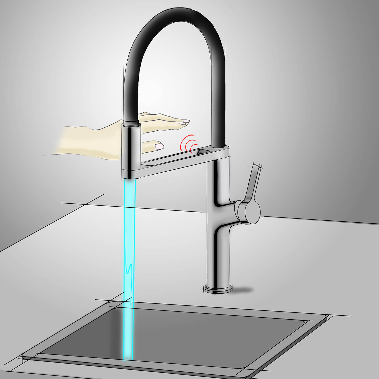 Clearwater Galex Motion WRAS Approved Touchless Single Lever Mono Pull Out Spray Kitchen Mixer