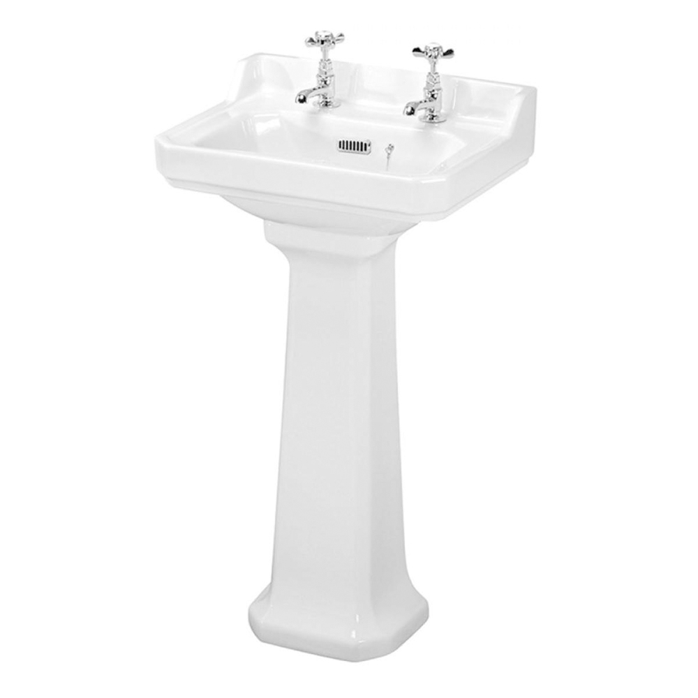 Butler & Rose Catherine 500mm Full Pedestal & Basin - 2 Tap Hole
