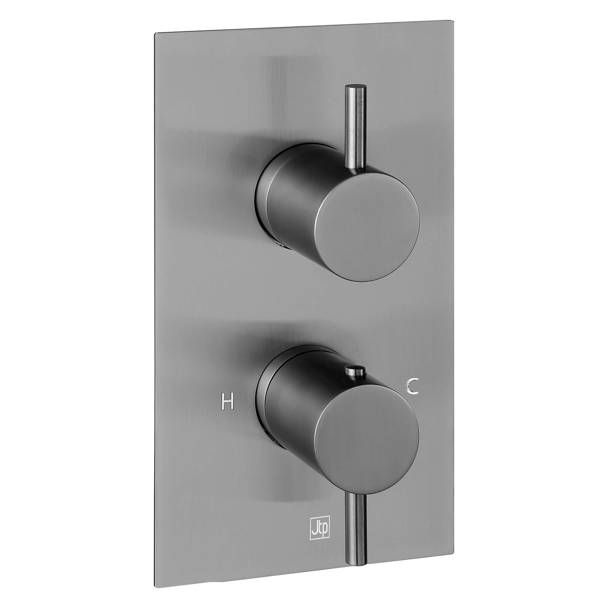 VOS 2 Outlet Concealed Thermostatic Bath & Shower Valve - Brushed Black