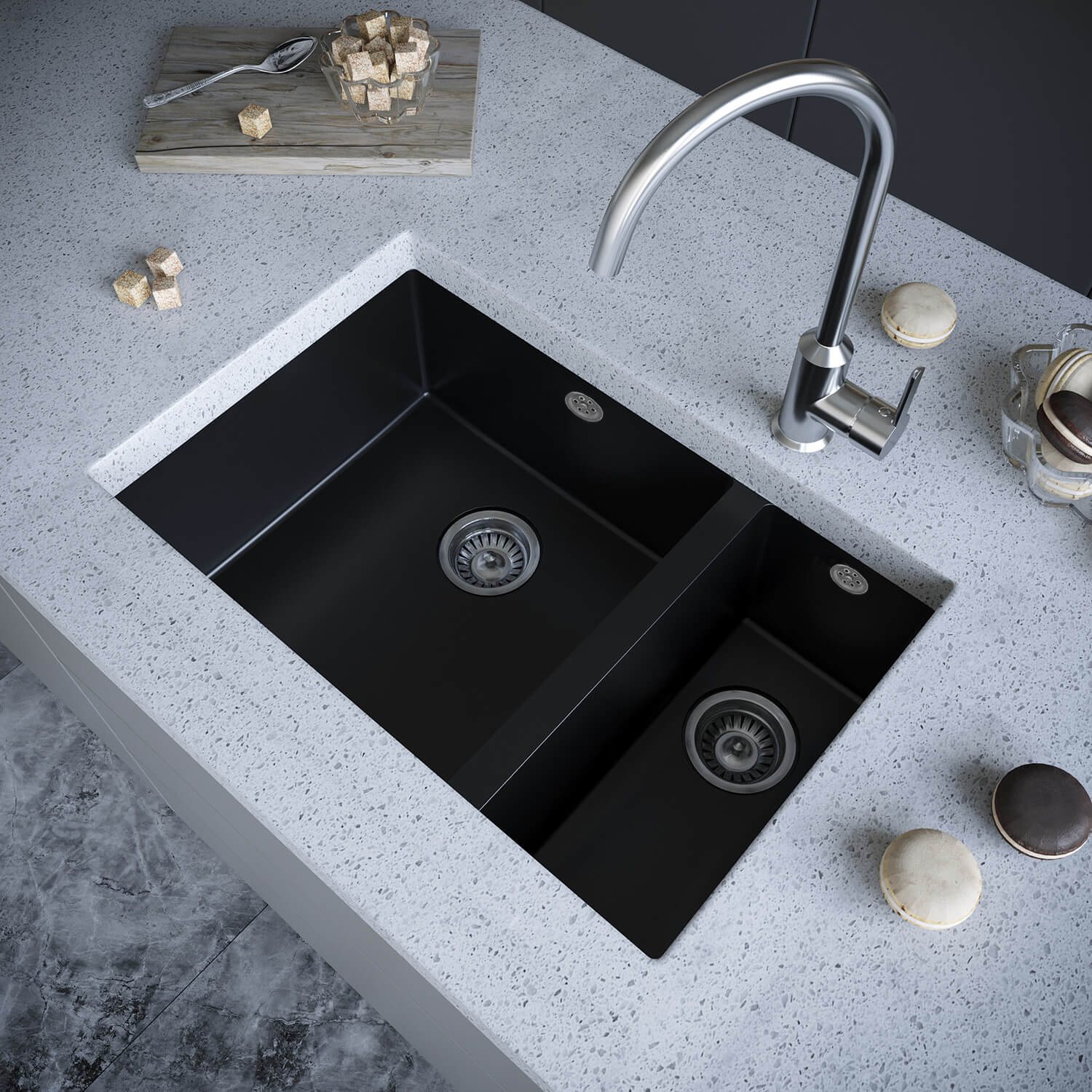 Vellamo Designer 1.5 Bowl Comite Composite Inset/Undermount Kitchen Sink & Waste - 670 x 440mm