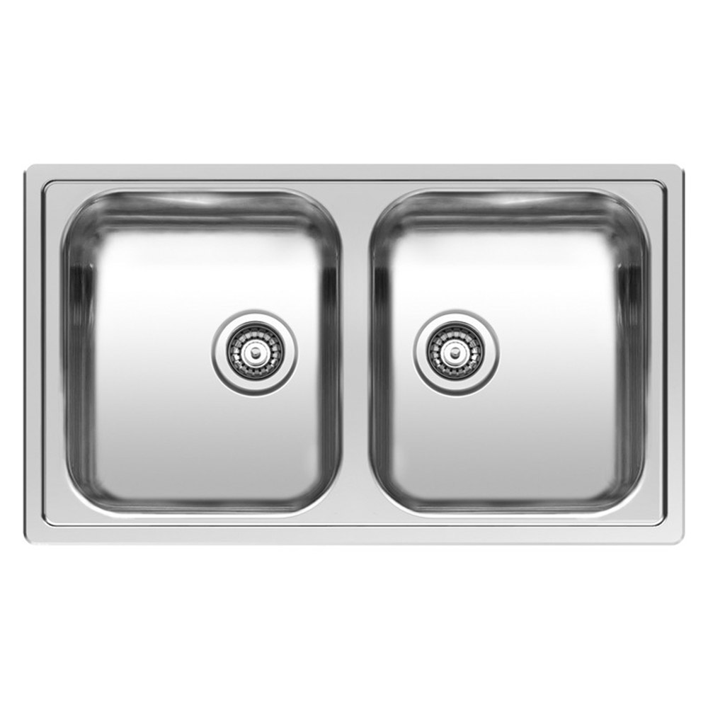 Reginox Centurio Double Bowl Stainless Steel Undermount or Flush Kitchen Sink & Waste - 850 x 490mm