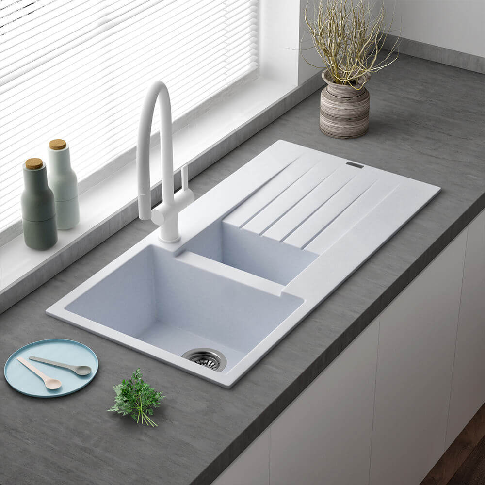 Reginox Harlem 1.5 Bowl Granite Composite Kitchen Sink & Waste Kit - 1000 x 500mm