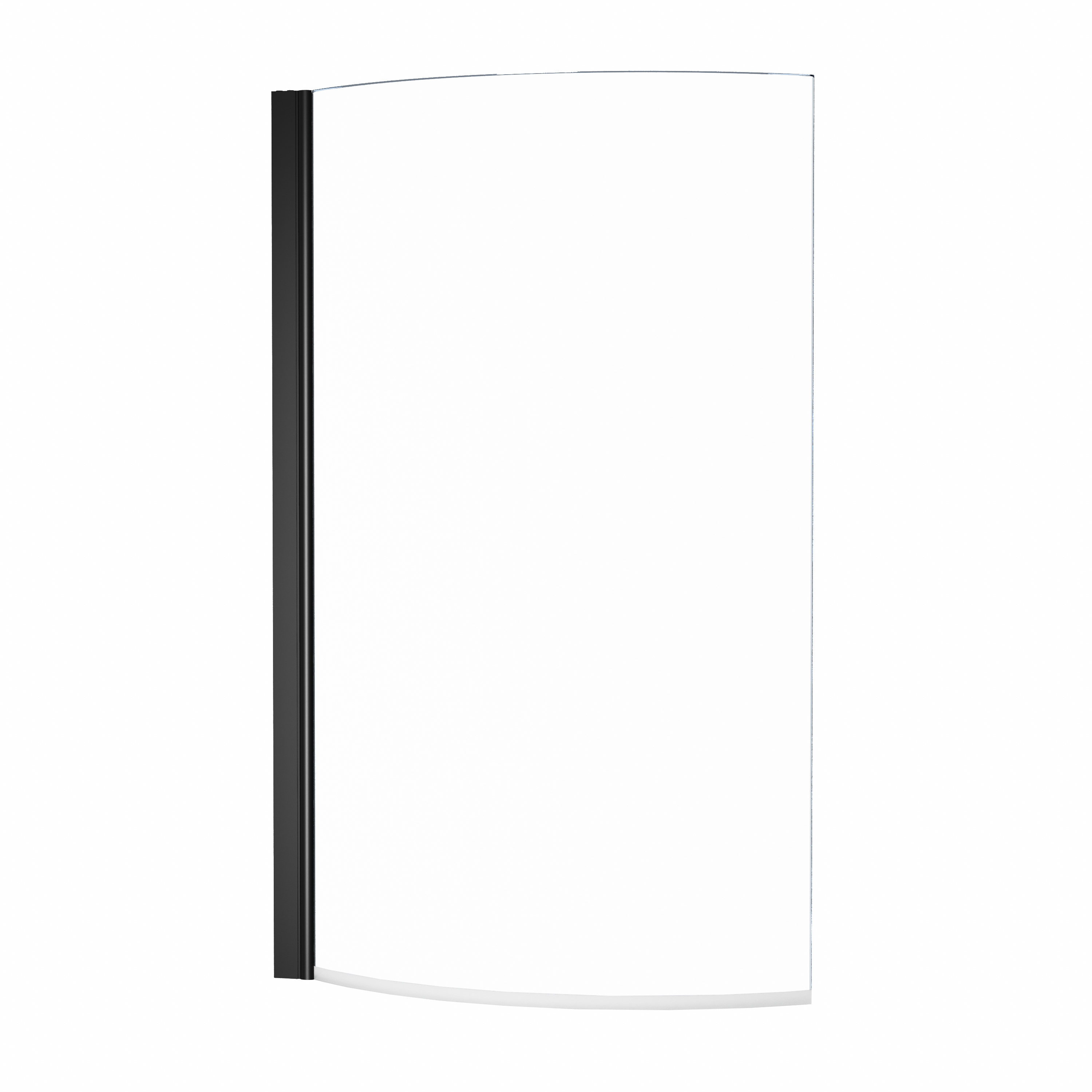 Drench Curved Matt Black Hinged P-Bath Screen - 1433 x 715mm