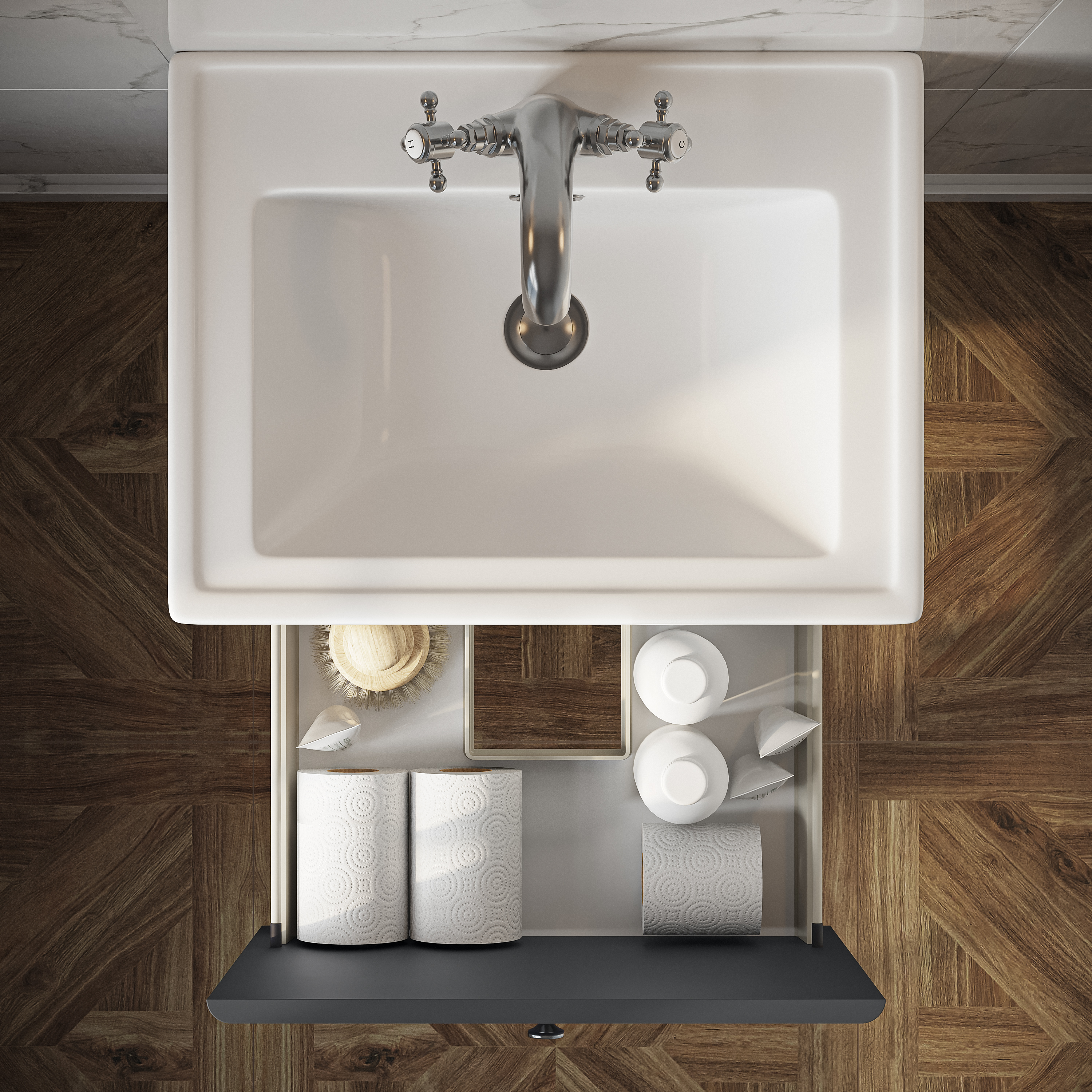 Butler & Rose Ophelia Traditional Toilet & 500mm Wall Hung Vanity Unit Bathroom Suite