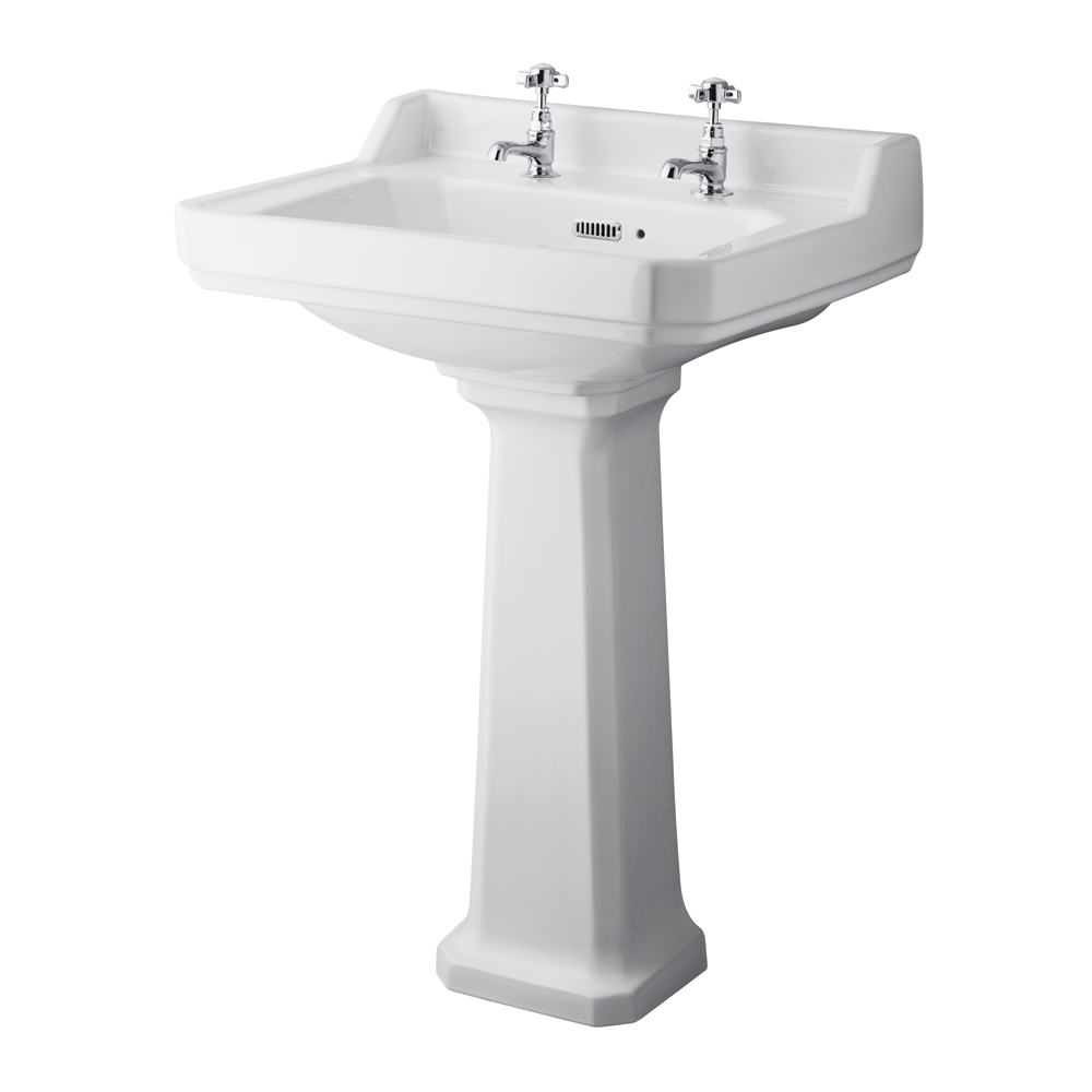 Butler & Rose Catherine 600mm Full Pedestal & Basin - 2 Tap Hole