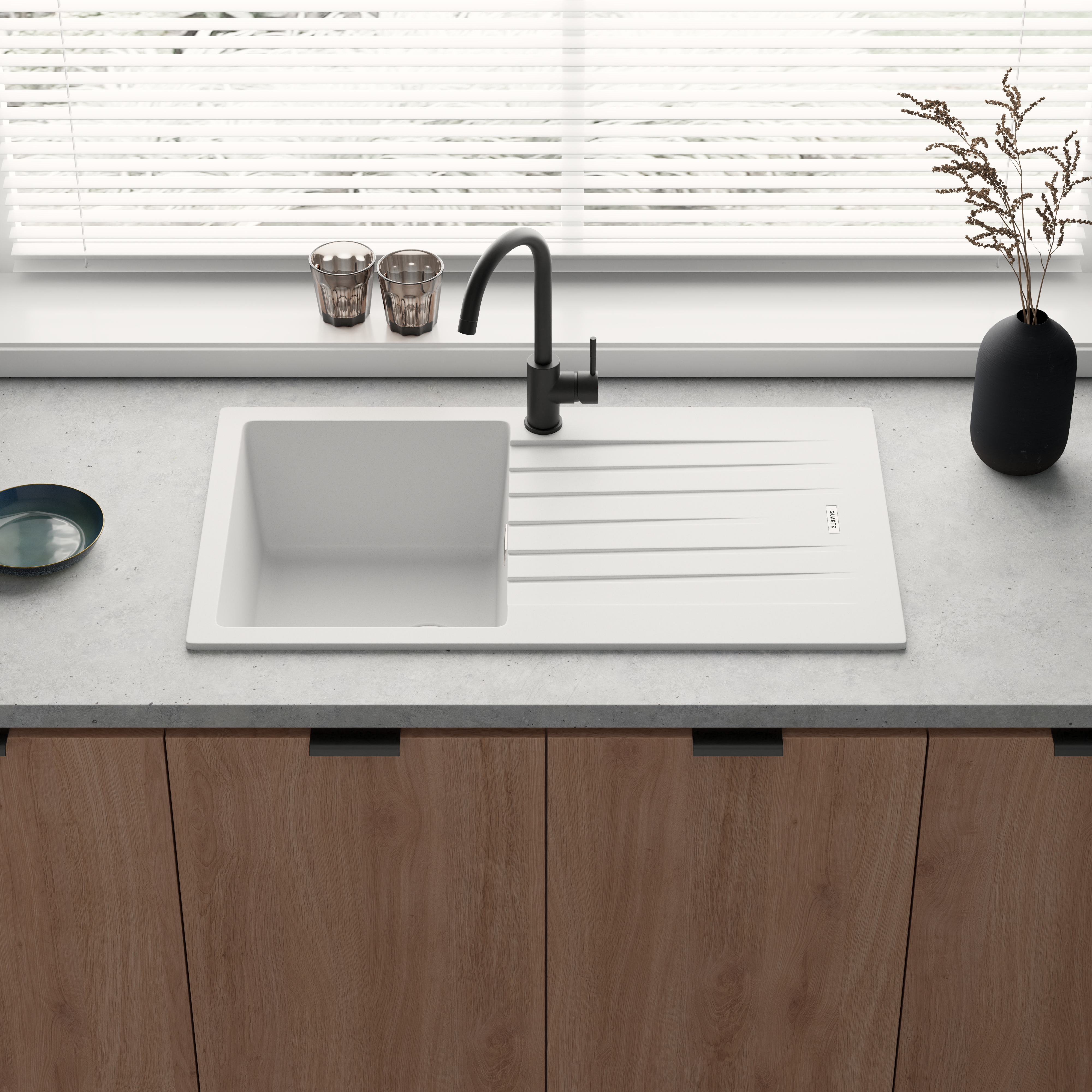 Vellamo Horizon Compact 1 Bowl Granite Composite Kitchen Sink & Waste - 860 x 500mm