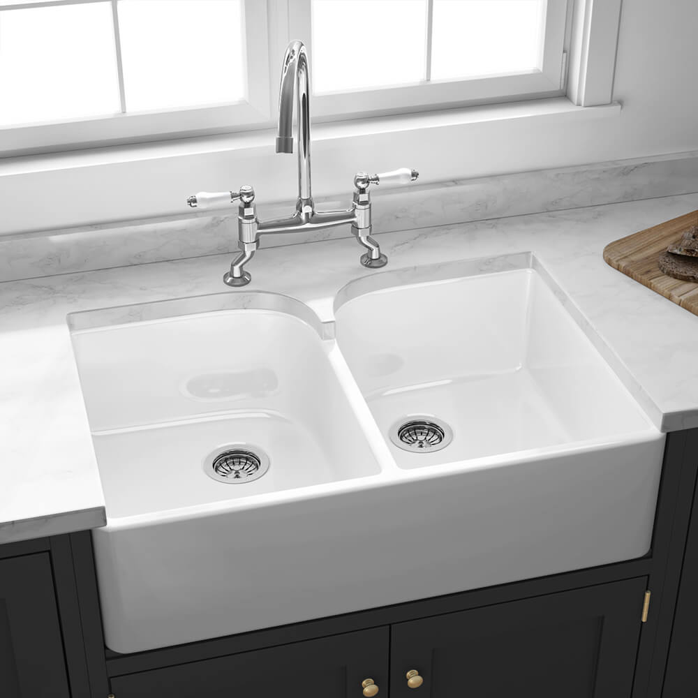 Butler & Rose Ceramic Fireclay Double Belfast Kitchen Sink - 795 x 500mm