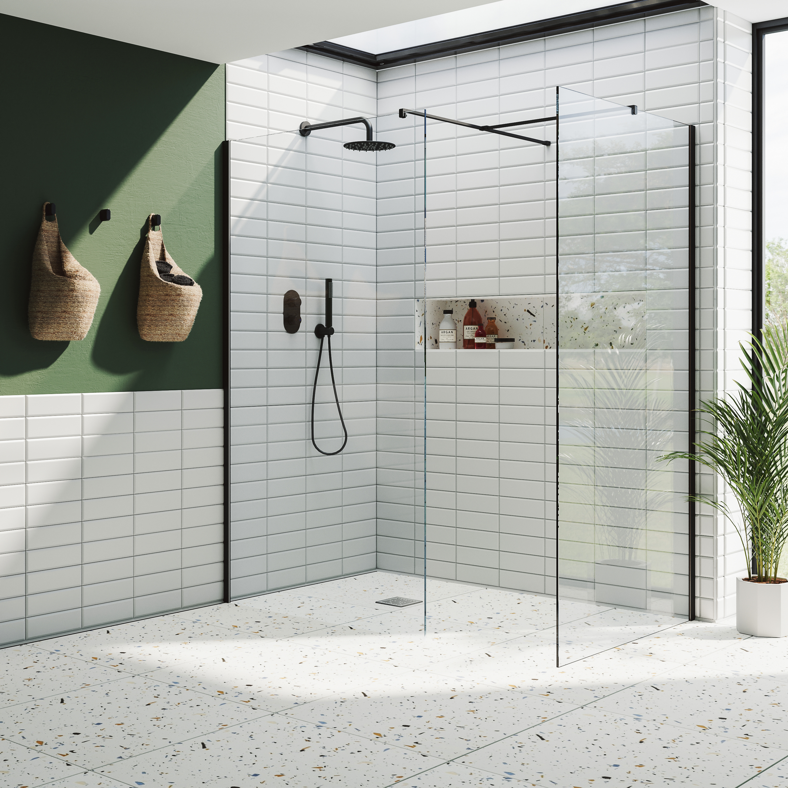 Harbour i10 10mm Easy Clean 2m Tall Wetroom 2 Panel Pack - Matt Black